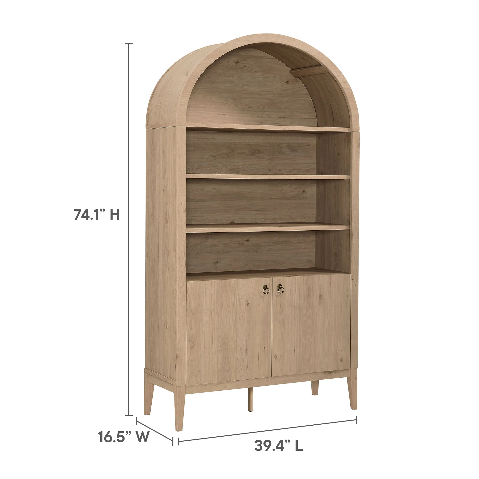 Nolan 74" Tall Wide Arched Storage Display Cabinet Bookshelf by Modway - Image 30