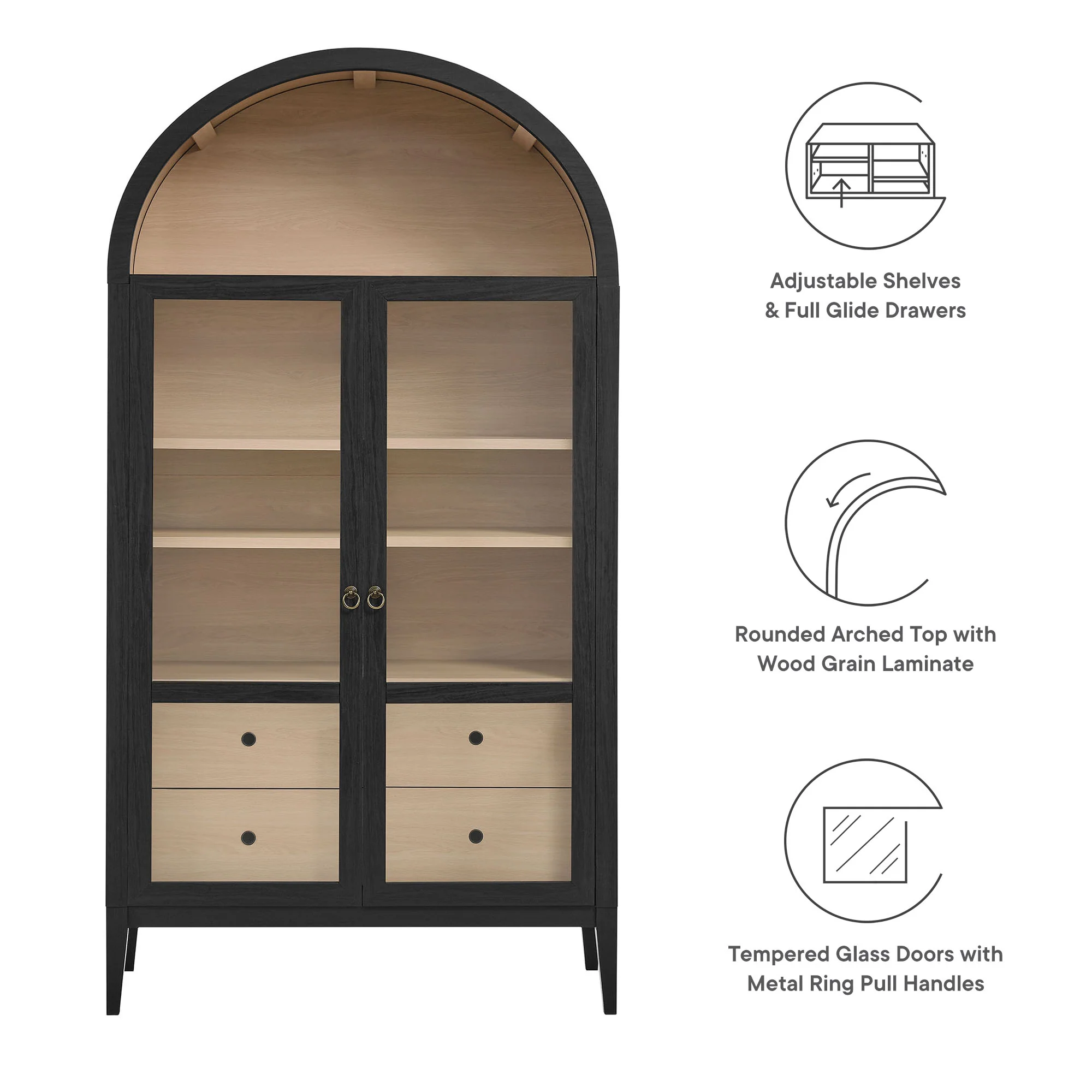 Nolan 74" Tall Wide Arched Storage Display Cabinet by Modway - Image 10