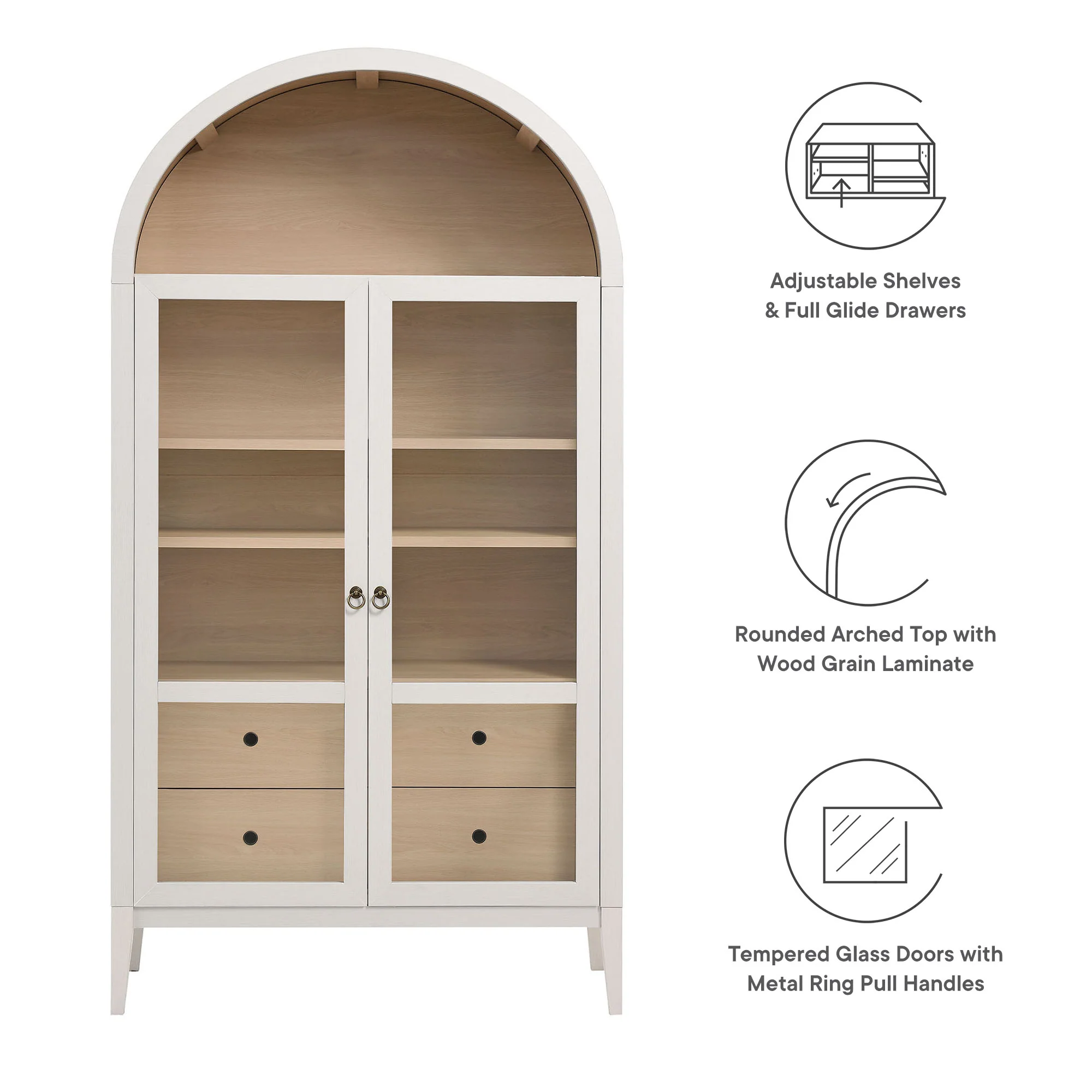 Nolan 74" Tall Wide Arched Storage Display Cabinet by Modway - Image 21