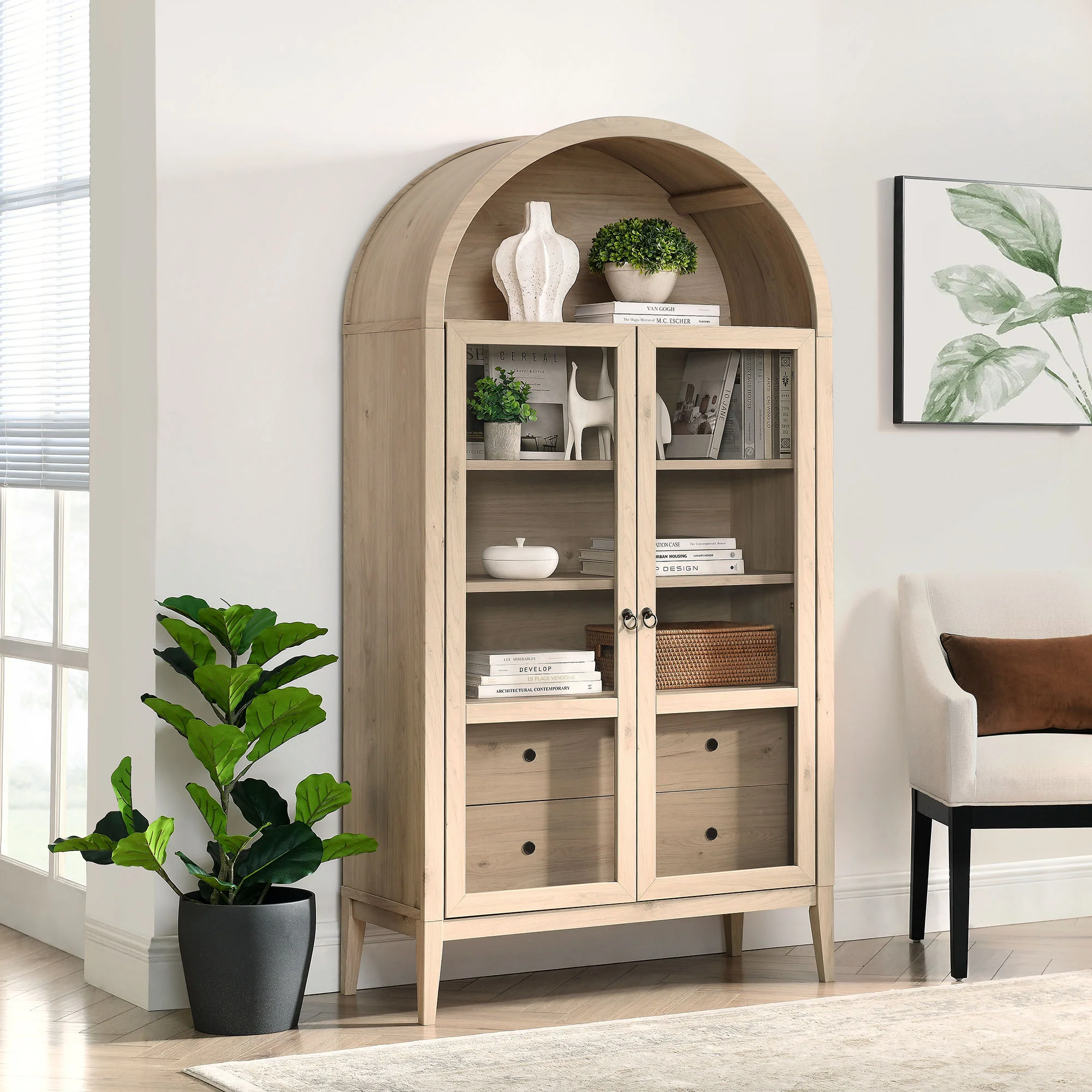 Nolan 74" Tall Wide Arched Storage Display Cabinet by Modway - Image 30