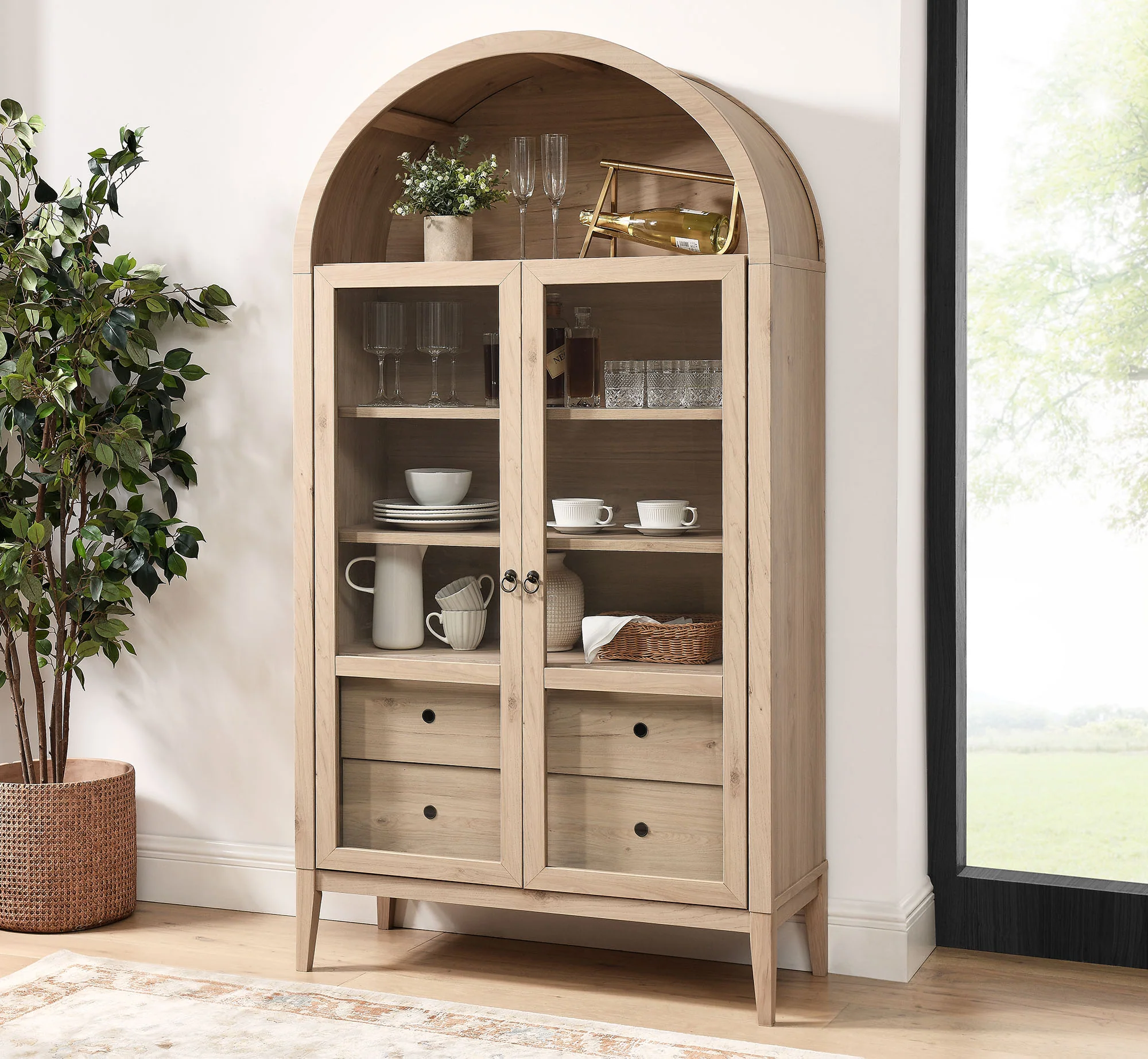 Nolan 74" Tall Wide Arched Storage Display Cabinet by Modway - Image 31