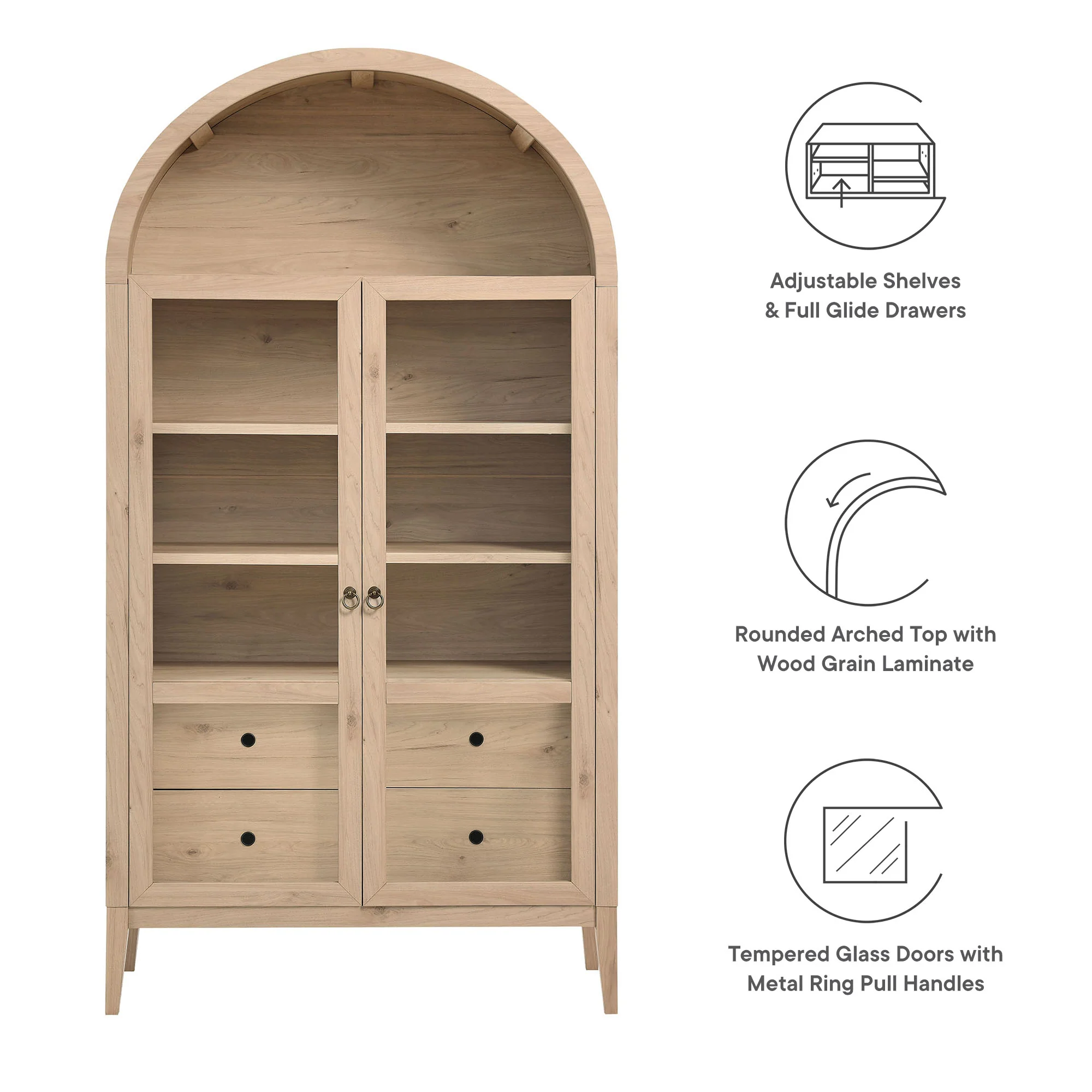 Nolan 74" Tall Wide Arched Storage Display Cabinet by Modway - Image 32