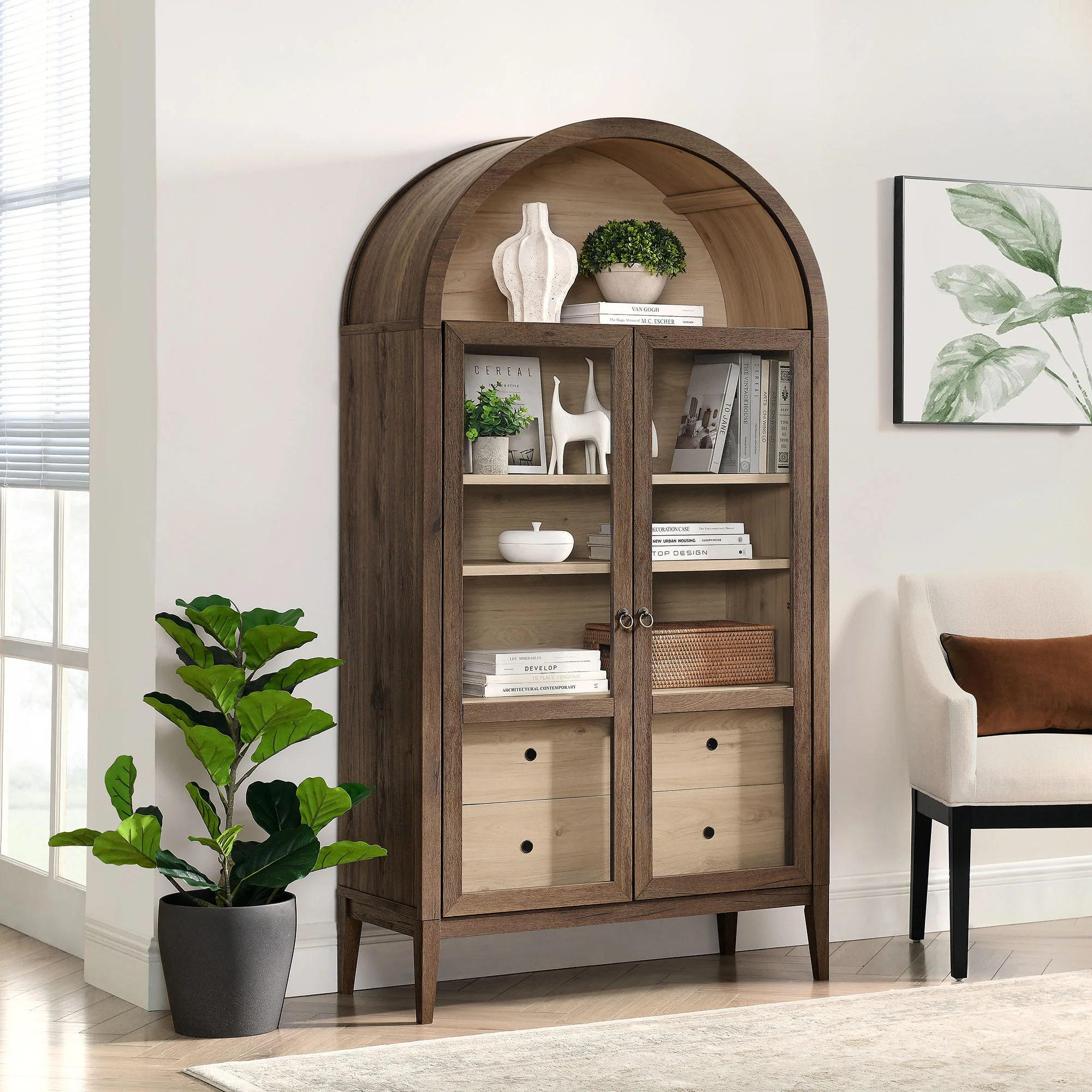 Nolan 74" Tall Wide Arched Storage Display Cabinet by Modway - Image 41