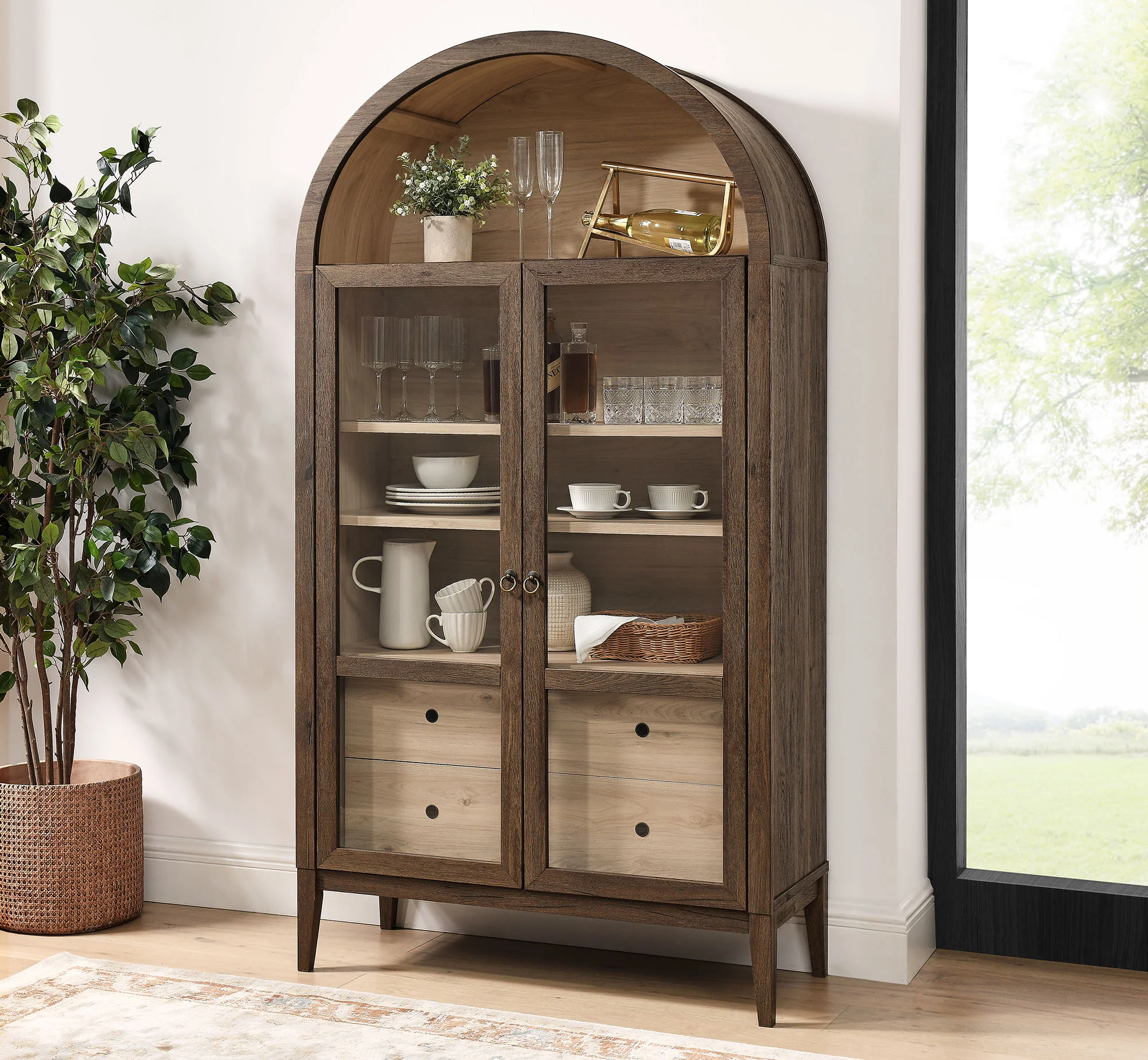 Nolan 74" Tall Wide Arched Storage Display Cabinet by Modway - Image 42