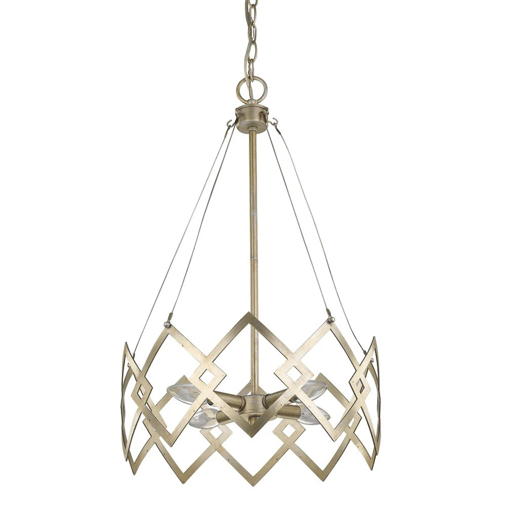 Nora 4-Light Washed Gold Drum Pendant With Abstract Open-Air Cage Shade By Homeroots - Image 2