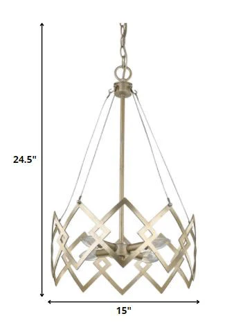 Nora 4-Light Washed Gold Drum Pendant With Abstract Open-Air Cage Shade By Homeroots - Image 5