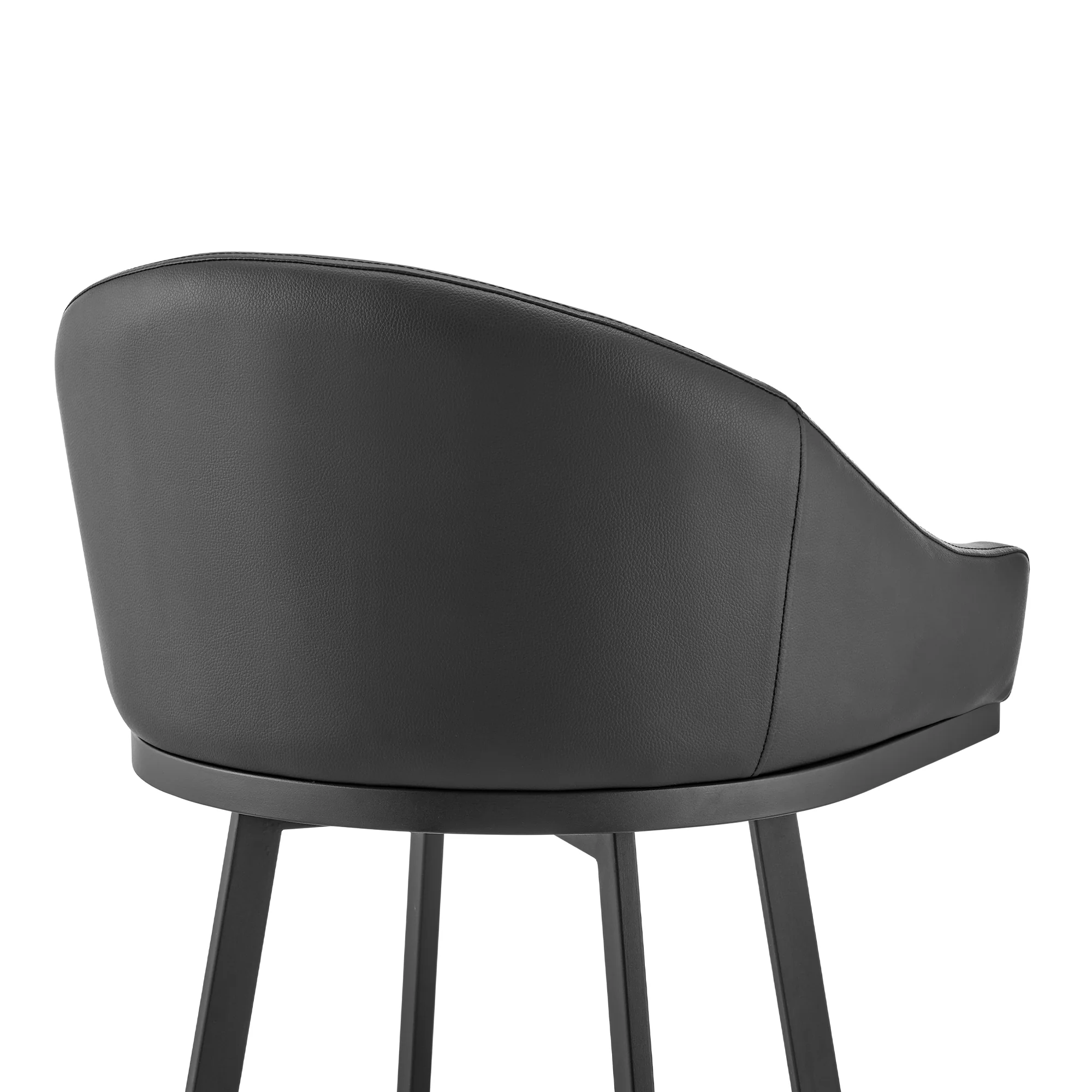 Noran Swivel Bar Stool in Black Metal with Black Faux Leather By Armen Living - Image 10