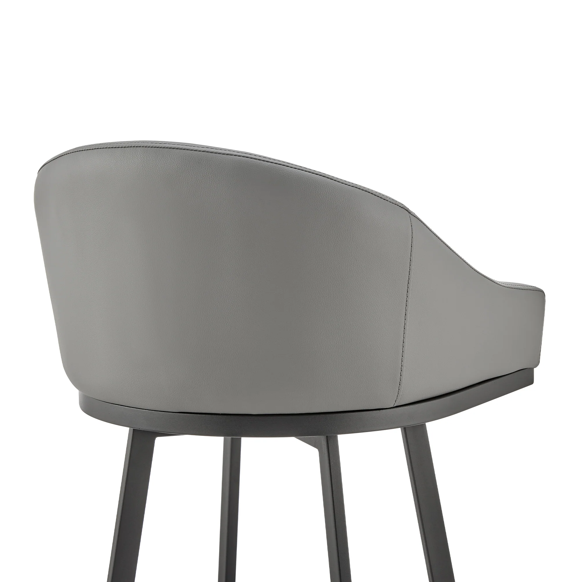 Noran Swivel Bar Stool in Black Metal with Black Faux Leather By Armen Living - Image 20