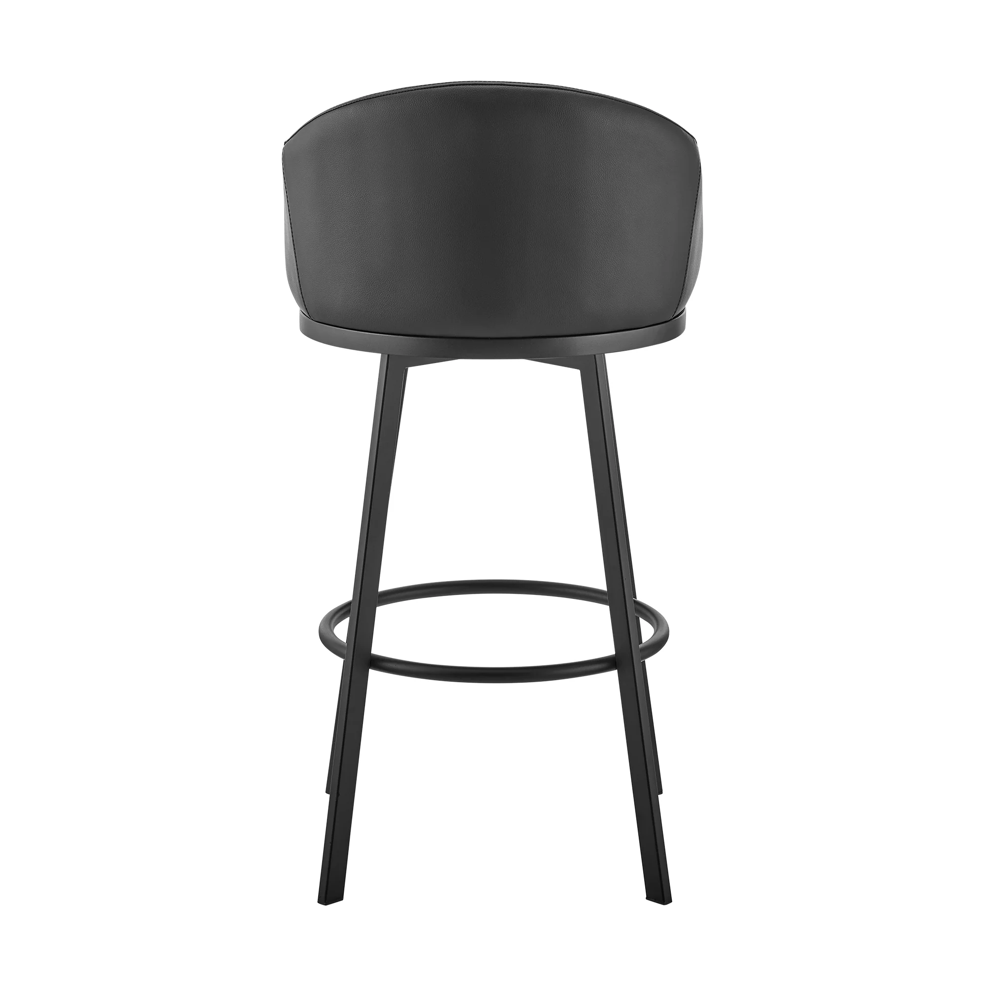 Noran Swivel Bar Stool in Black Metal with Black Faux Leather By Armen Living - Image 6