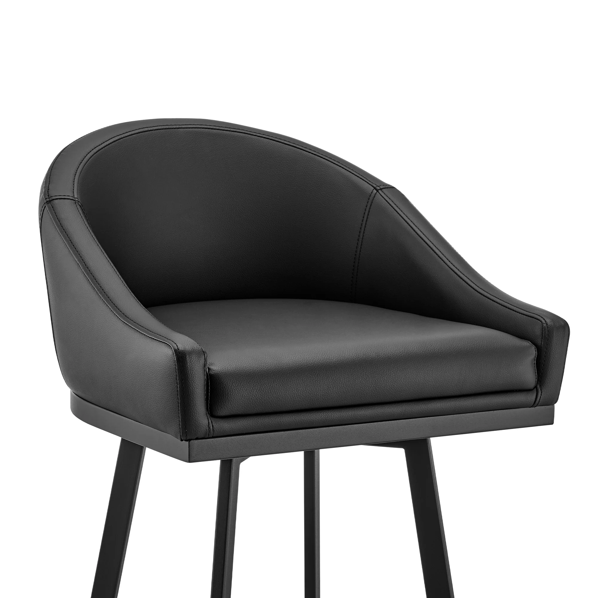 Noran Swivel Bar Stool in Black Metal with Black Faux Leather By Armen Living - Image 7