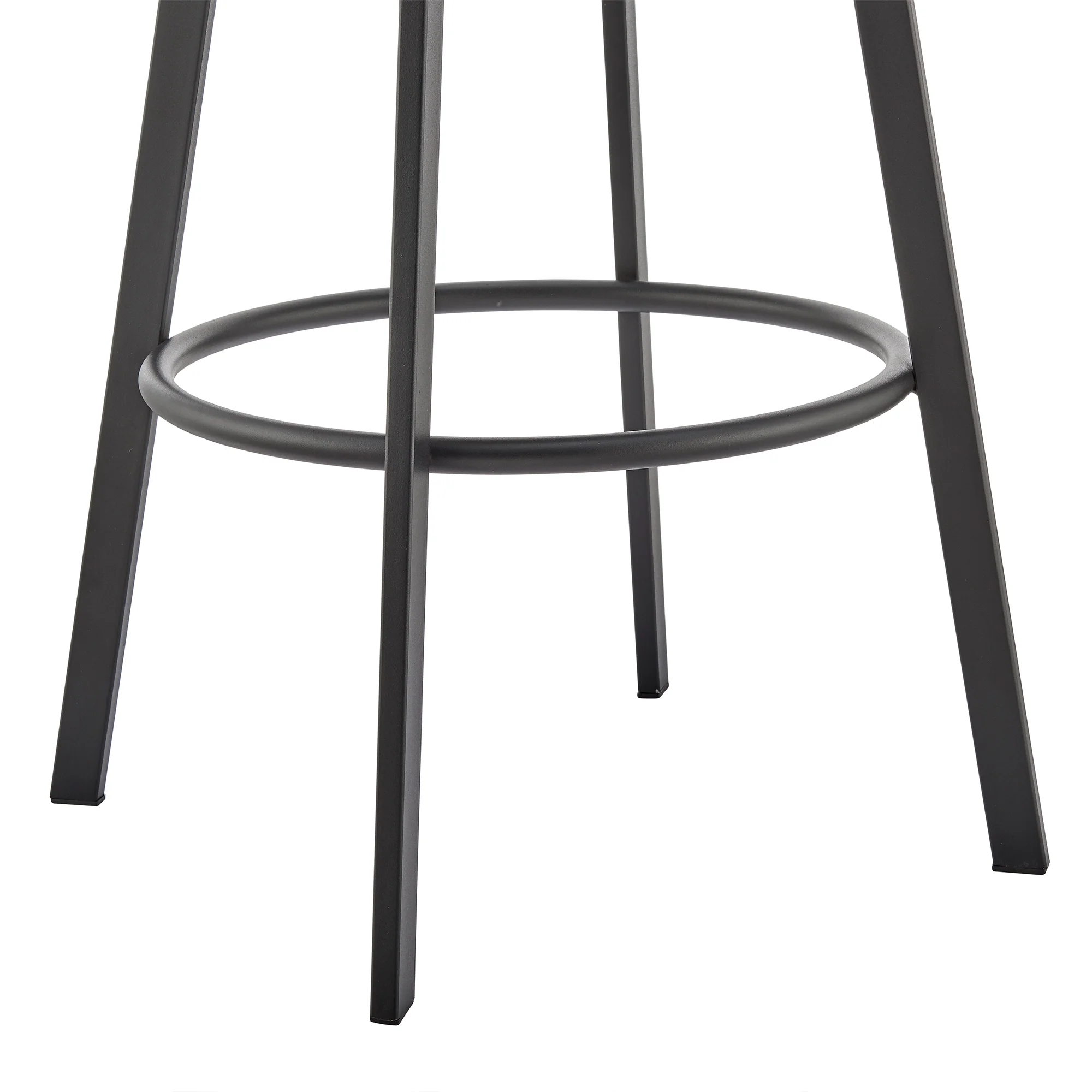 Noran Swivel Bar Stool in Black Metal with Black Faux Leather By Armen Living - Image 8
