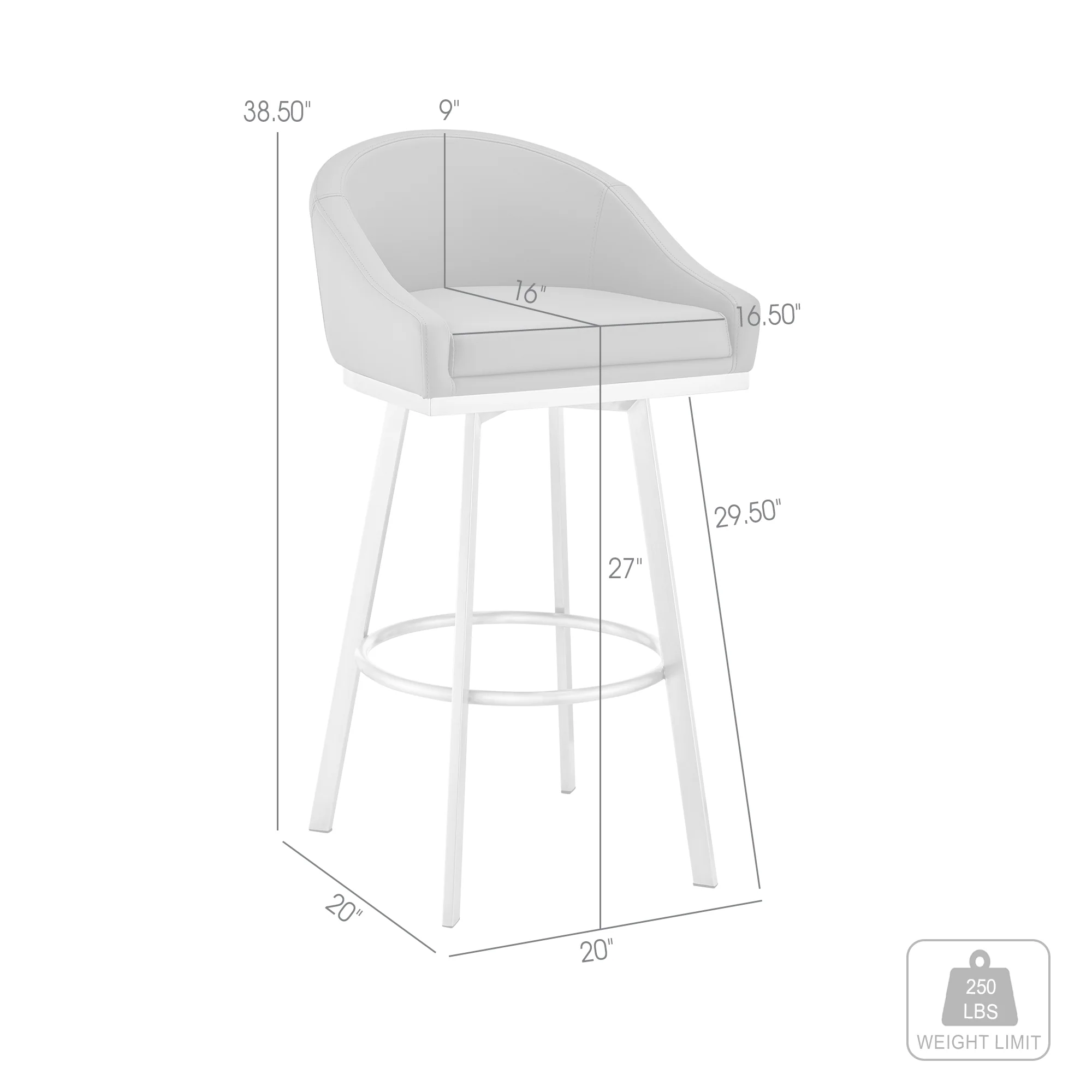 Noran Swivel Bar Stool in Black Metal with Black Faux Leather By Armen Living - Image 9
