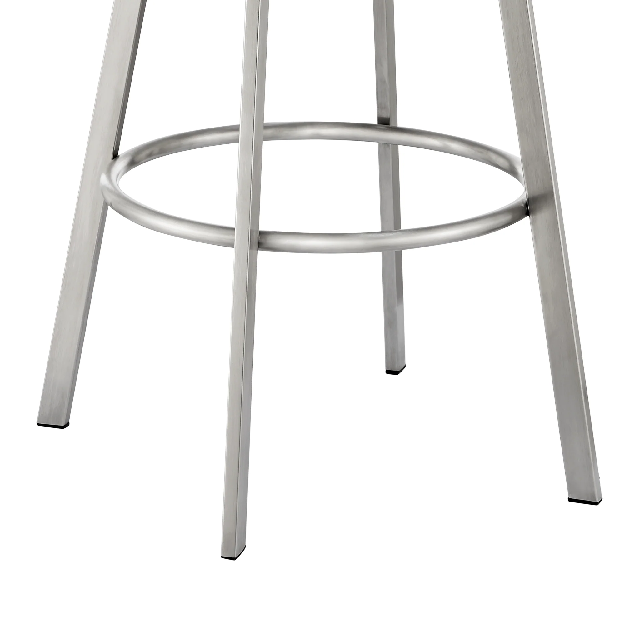 Noran Swivel Bar Stool in Brushed Stainless Steel with White Faux Leather By Armen Living - Image 18