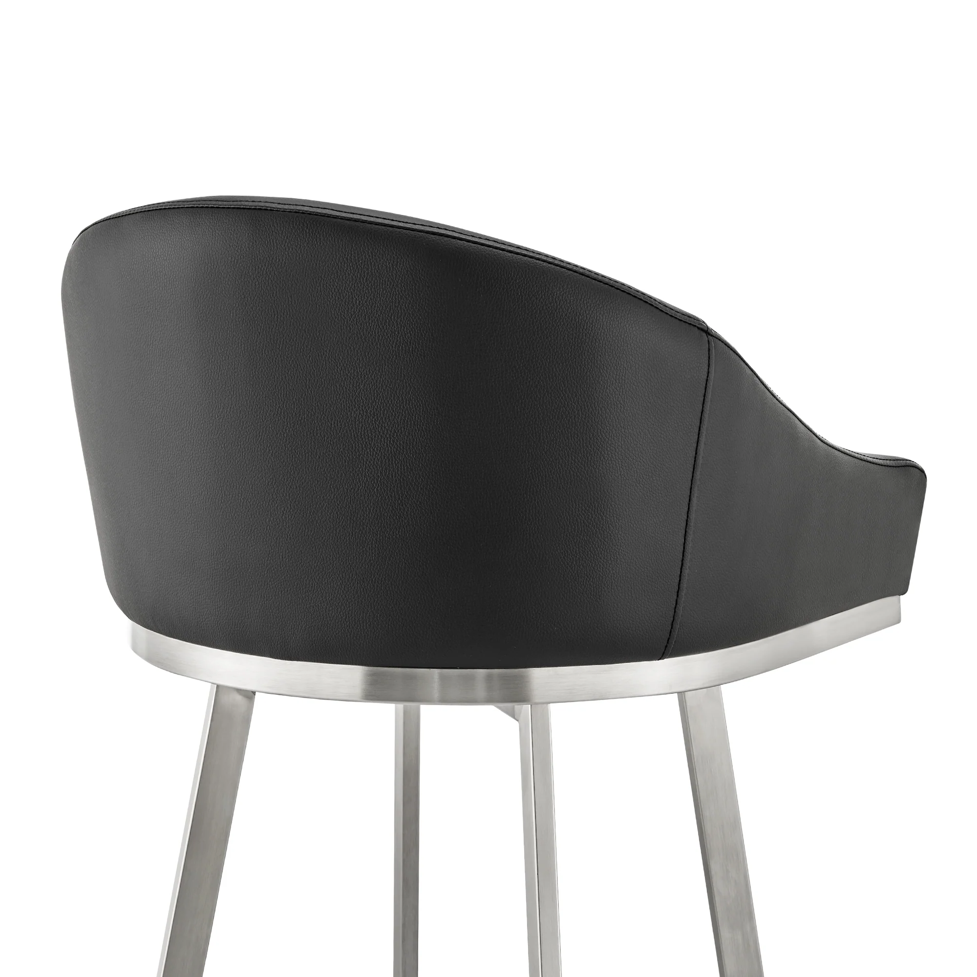 Noran Swivel Bar Stool in Brushed Stainless Steel with White Faux Leather By Armen Living - Image 20