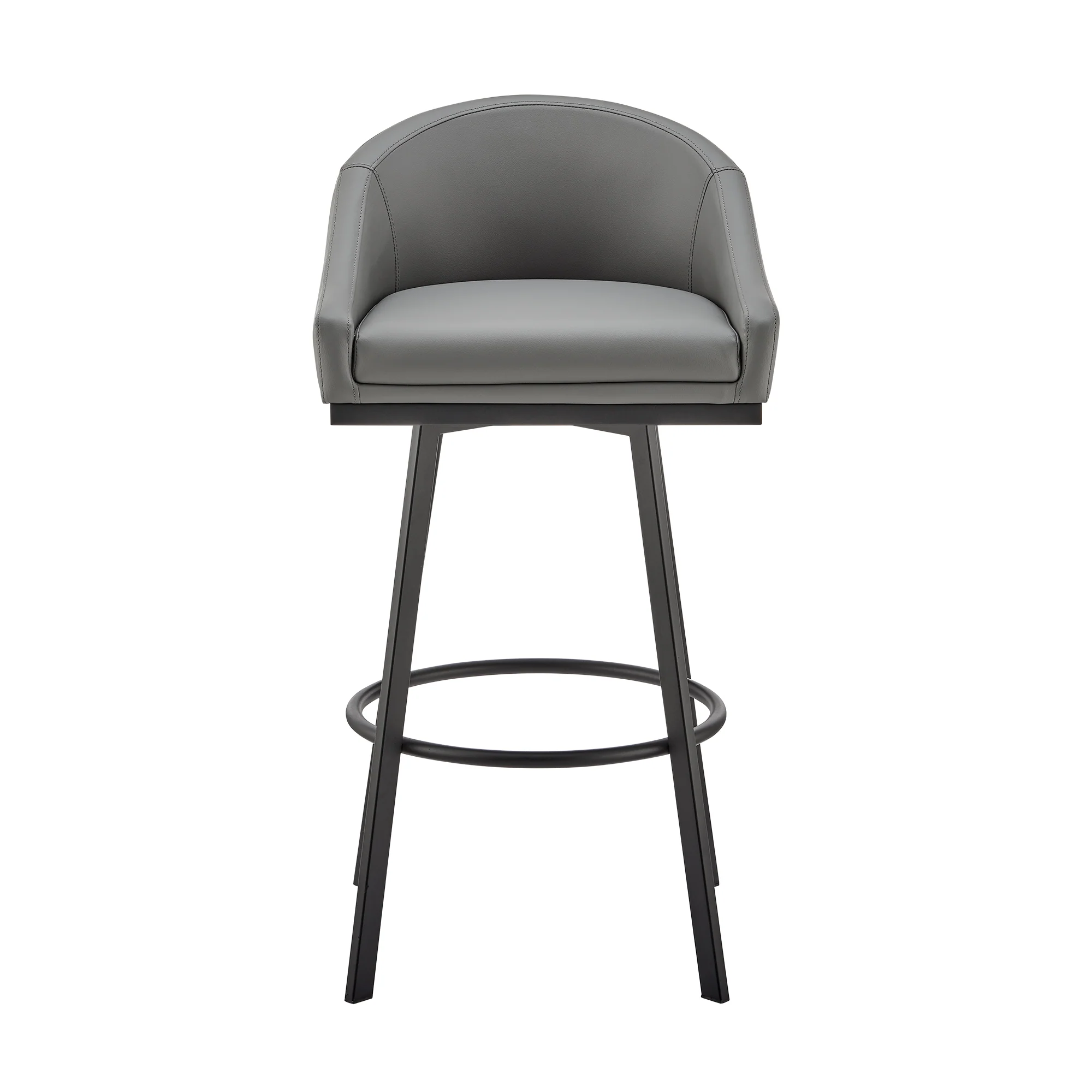 Noran Swivel Counter Stool in Black Metal with Black Faux Leather By Armen Living - Image 13