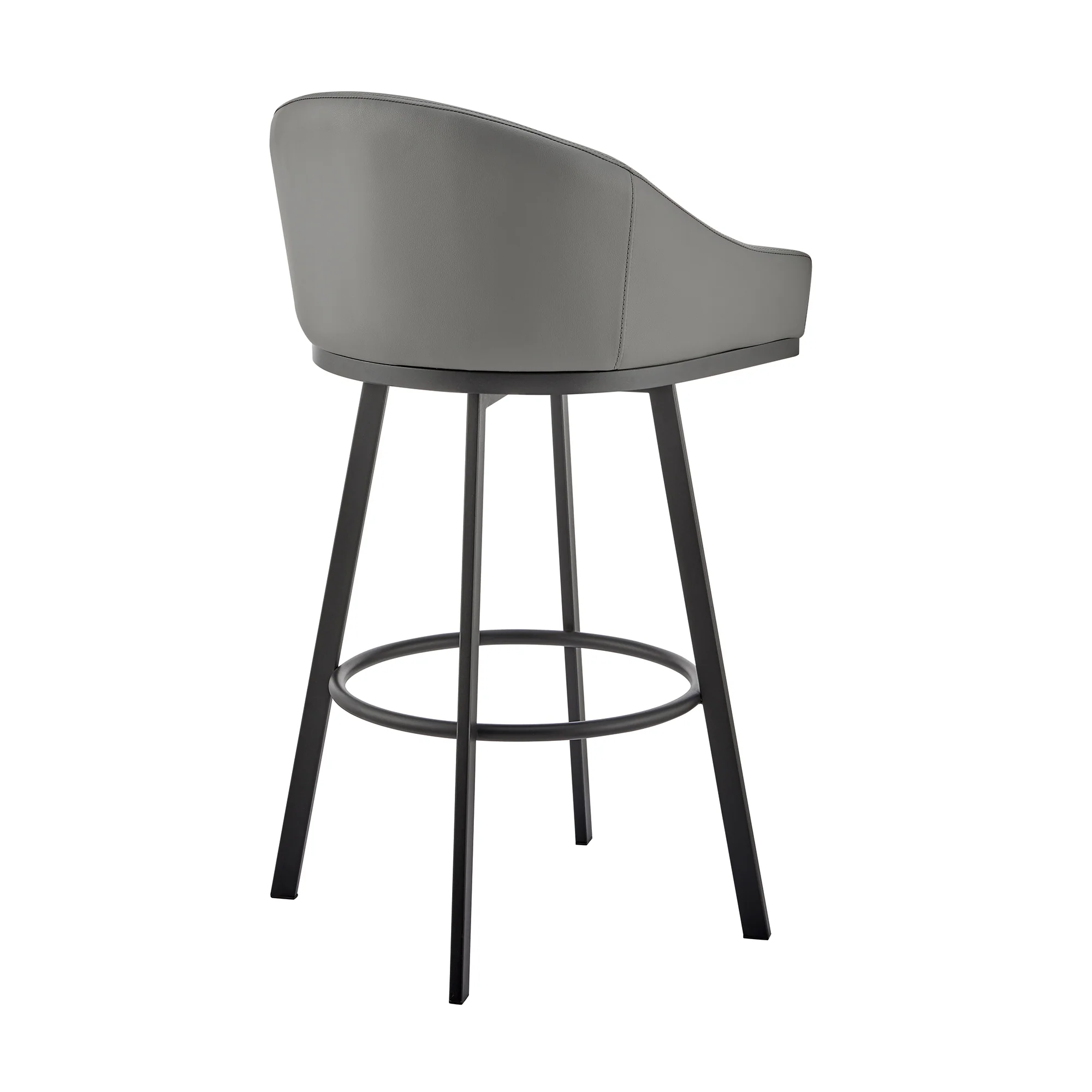 Noran Swivel Counter Stool in Black Metal with Black Faux Leather By Armen Living - Image 15