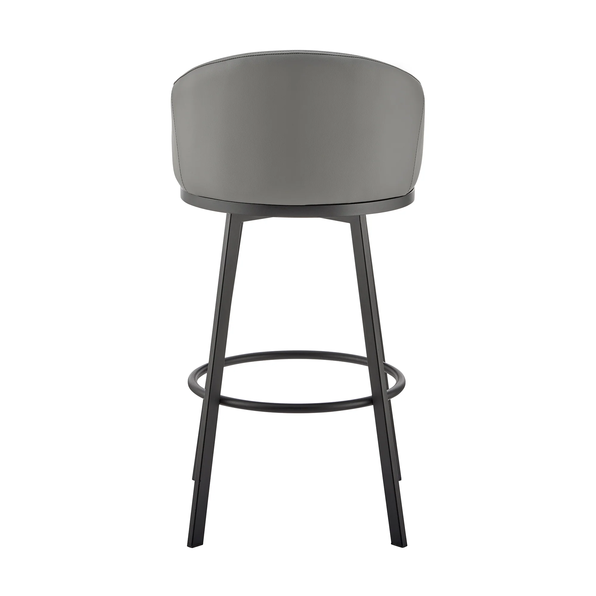 Noran Swivel Counter Stool in Black Metal with Black Faux Leather By Armen Living - Image 16