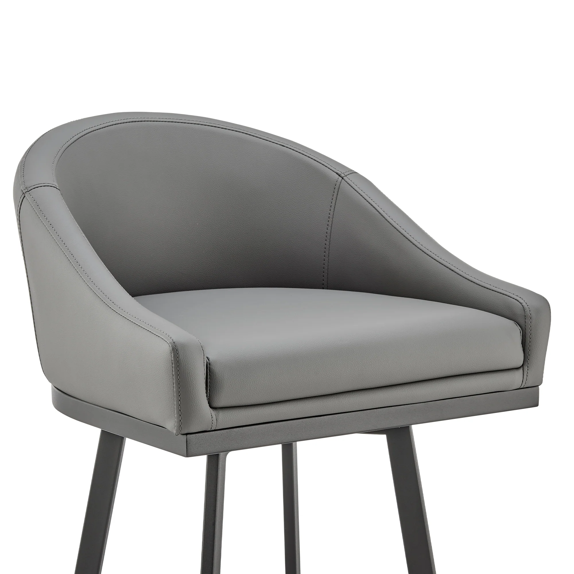 Noran Swivel Counter Stool in Black Metal with Black Faux Leather By Armen Living - Image 17