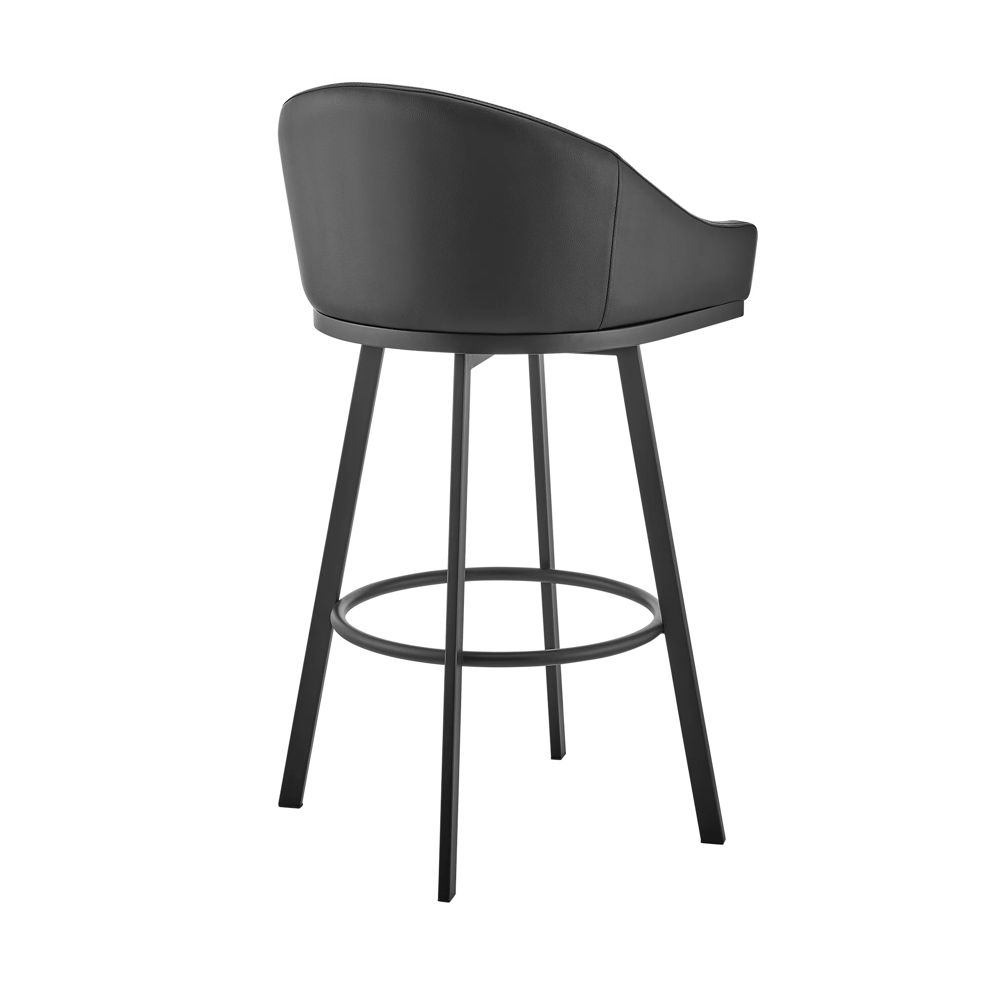 Noran Swivel Counter Stool in Black Metal with Black Faux Leather By Armen Living - Image 5