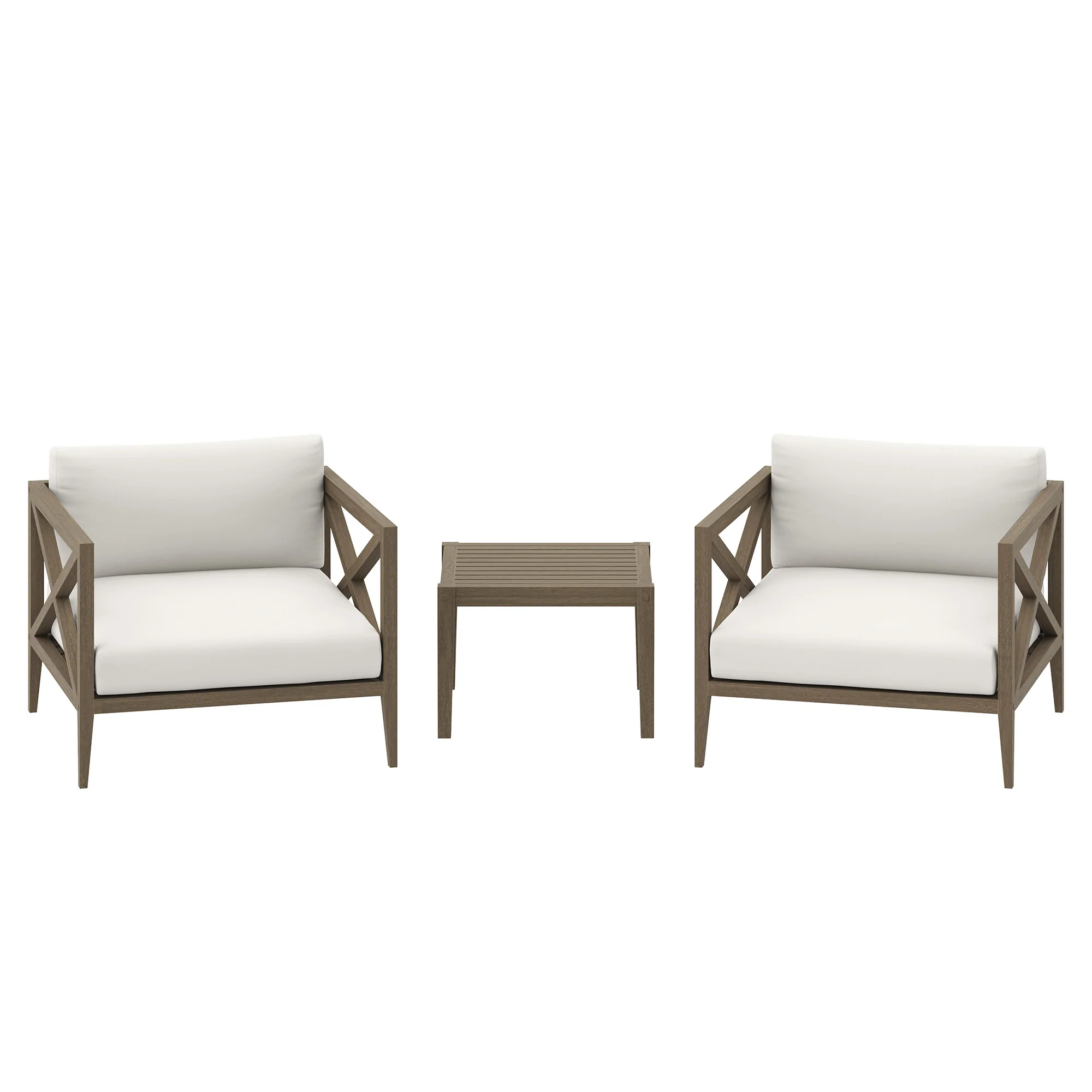 Northlake 3-Piece Outdoor Patio Teak Wood Furniture Set with Armchair and Side Table by Modway - Image 2