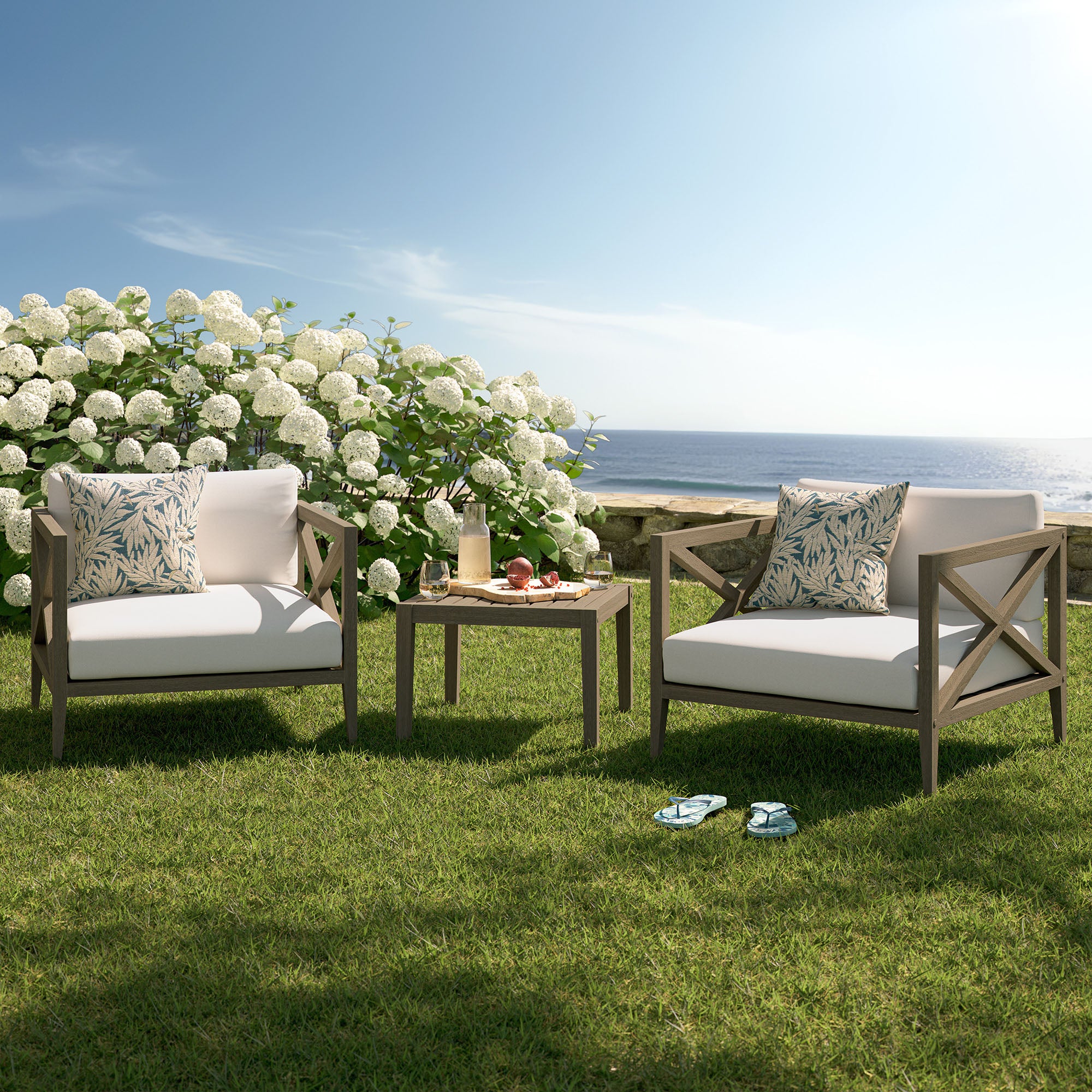 Northlake 3-Piece Outdoor Patio Teak Wood Furniture Set with Armchair and Side Table by Modway - Image 4