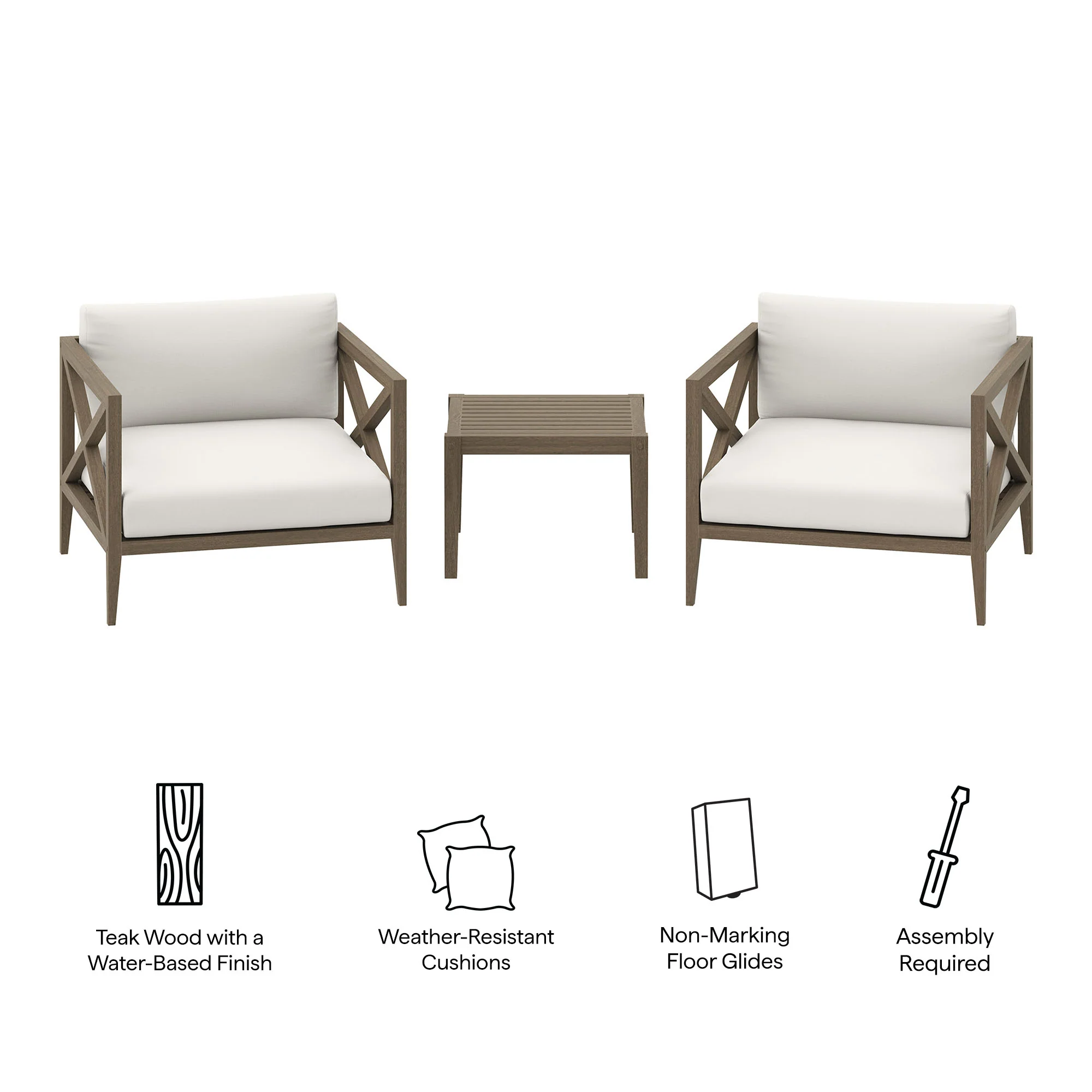 Northlake 3-Piece Outdoor Patio Teak Wood Furniture Set with Armchair and Side Table by Modway - Image 5