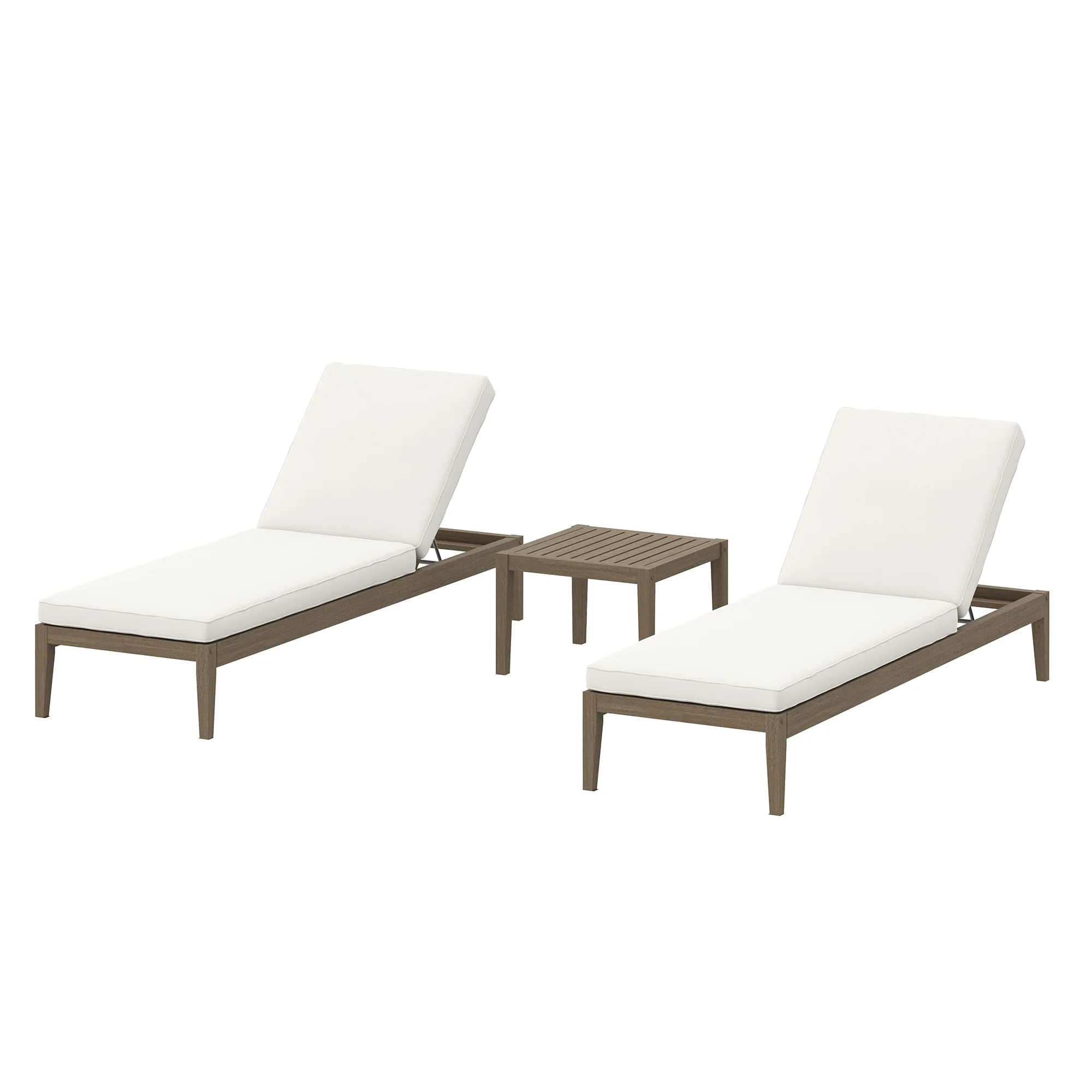 Northlake 3-Piece Outdoor Patio Teak Wood Furniture Set with Chaise Lounges and Side Table by Modway - Image 2