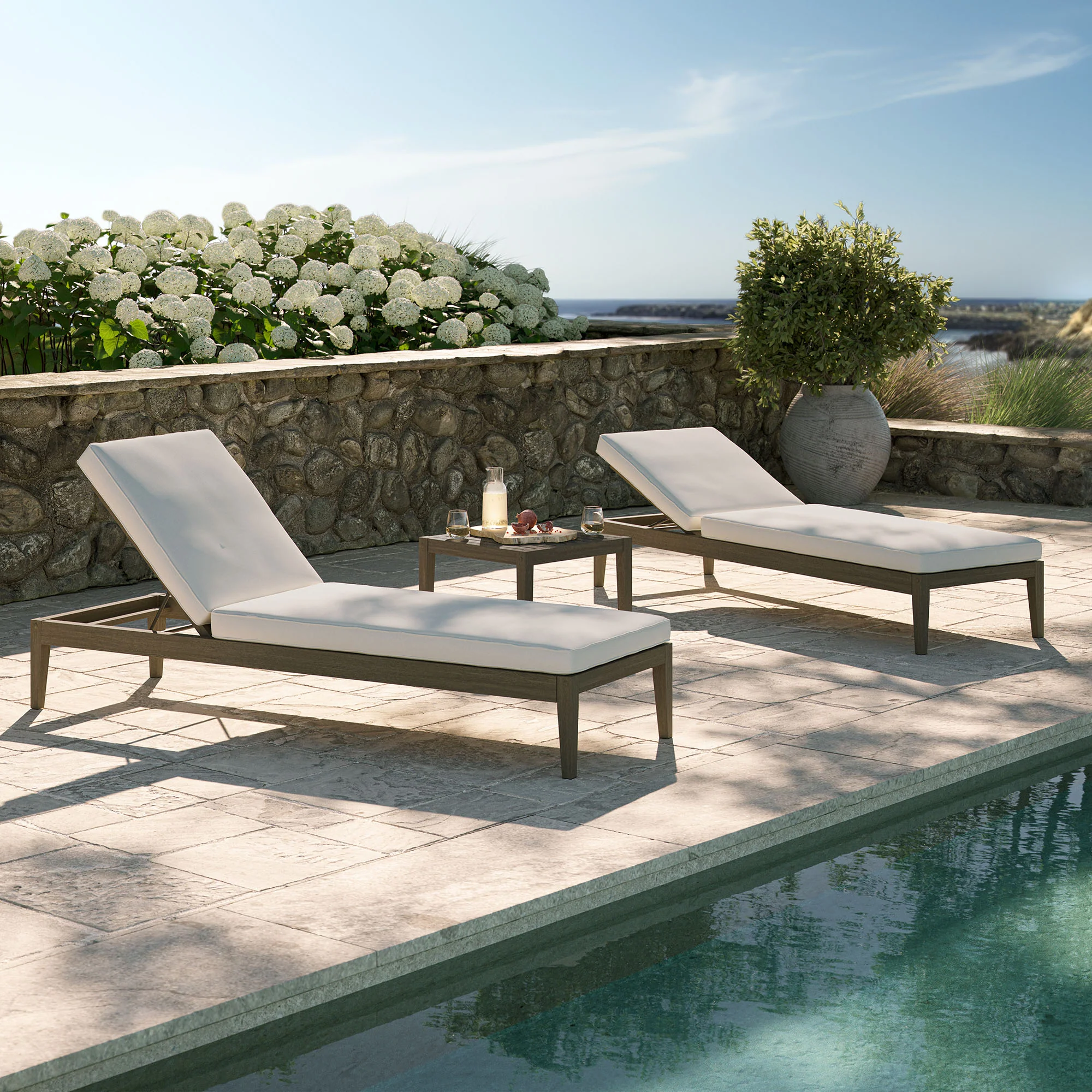 Northlake 3-Piece Outdoor Patio Teak Wood Furniture Set with Chaise Lounges and Side Table by Modway - Image 4