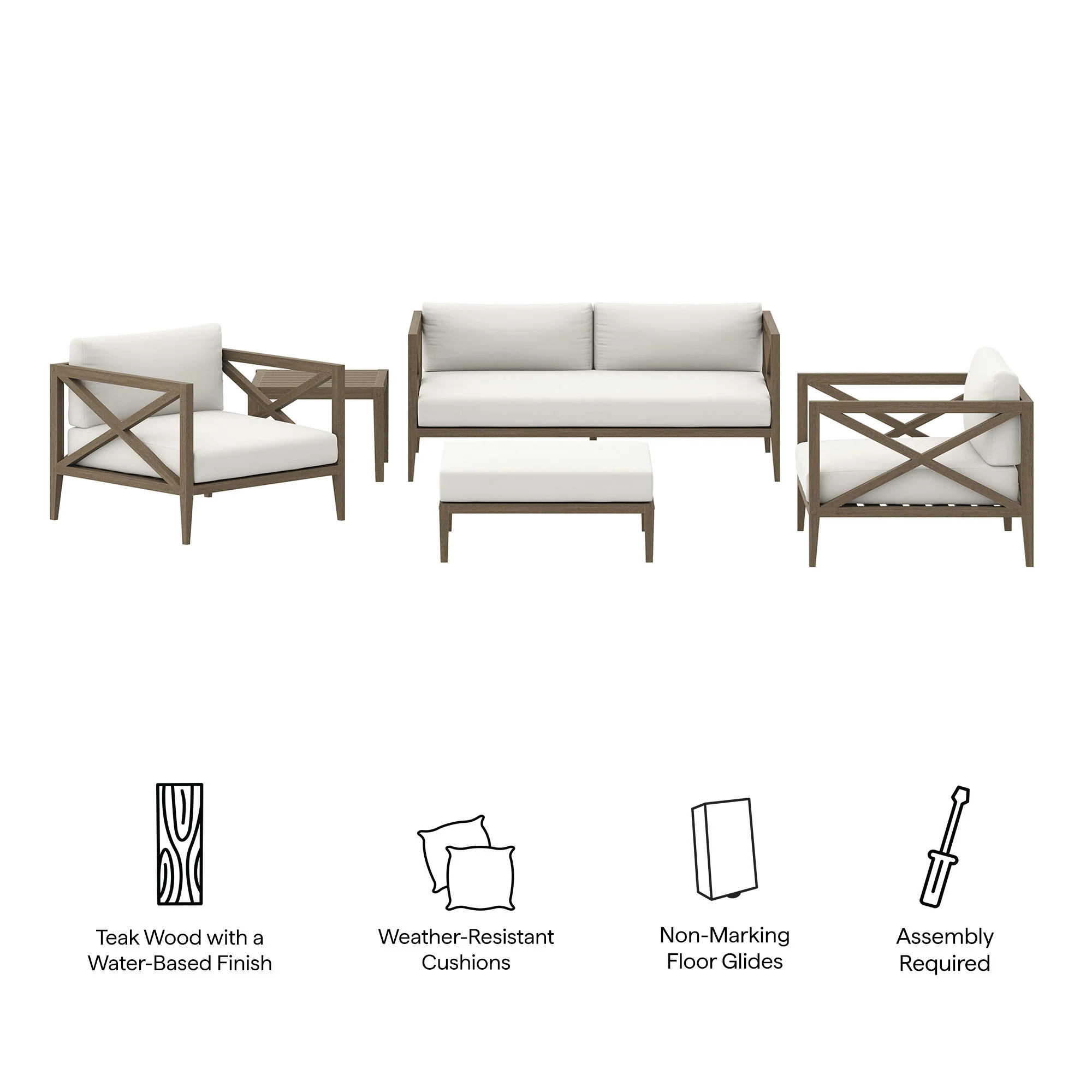 Northlake 5-Piece Outdoor Patio Teak Wood Furniture Set by Modway - Image 5