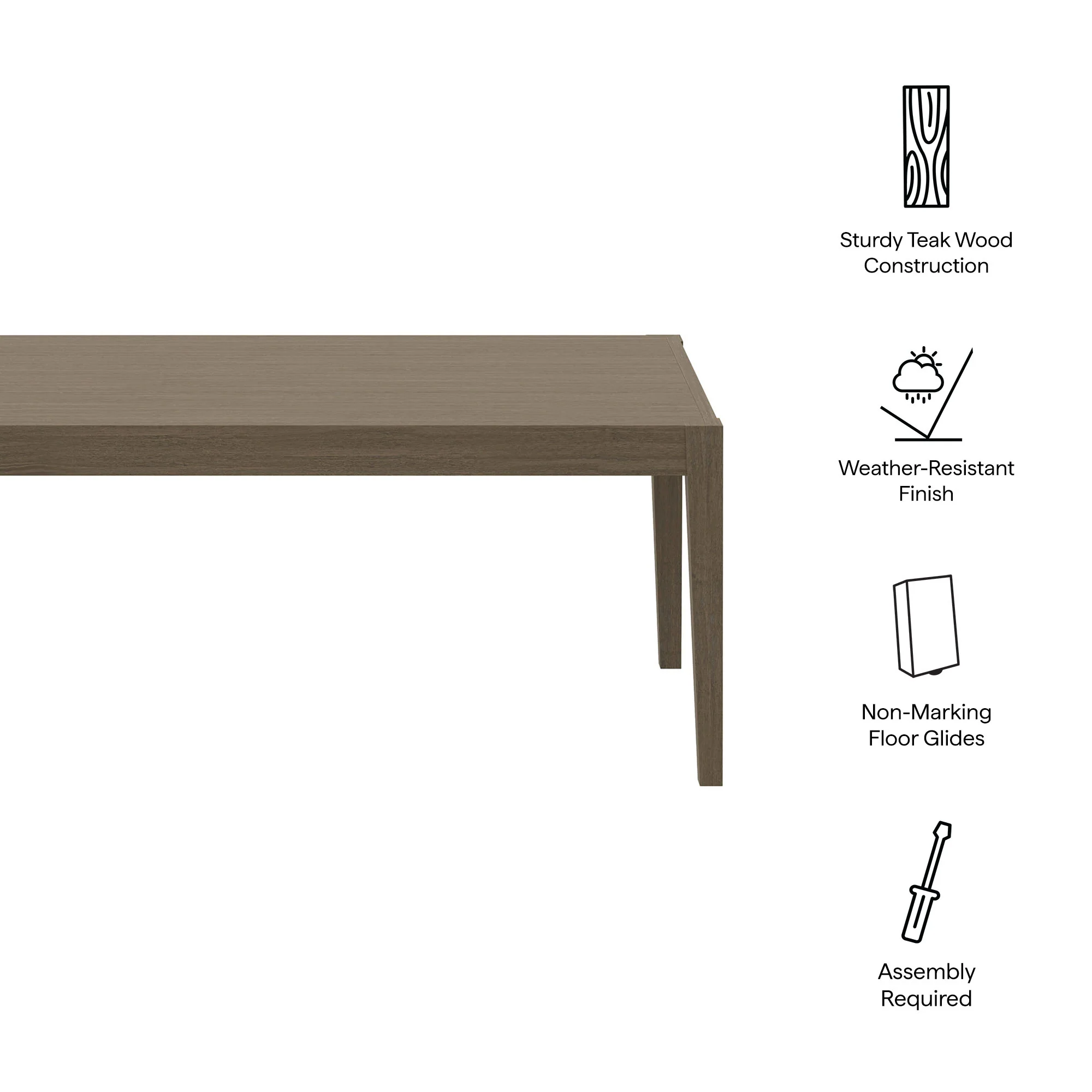 Northlake 83" Rectangular Outdoor Patio Teak Dining Table by Modway - Image 9