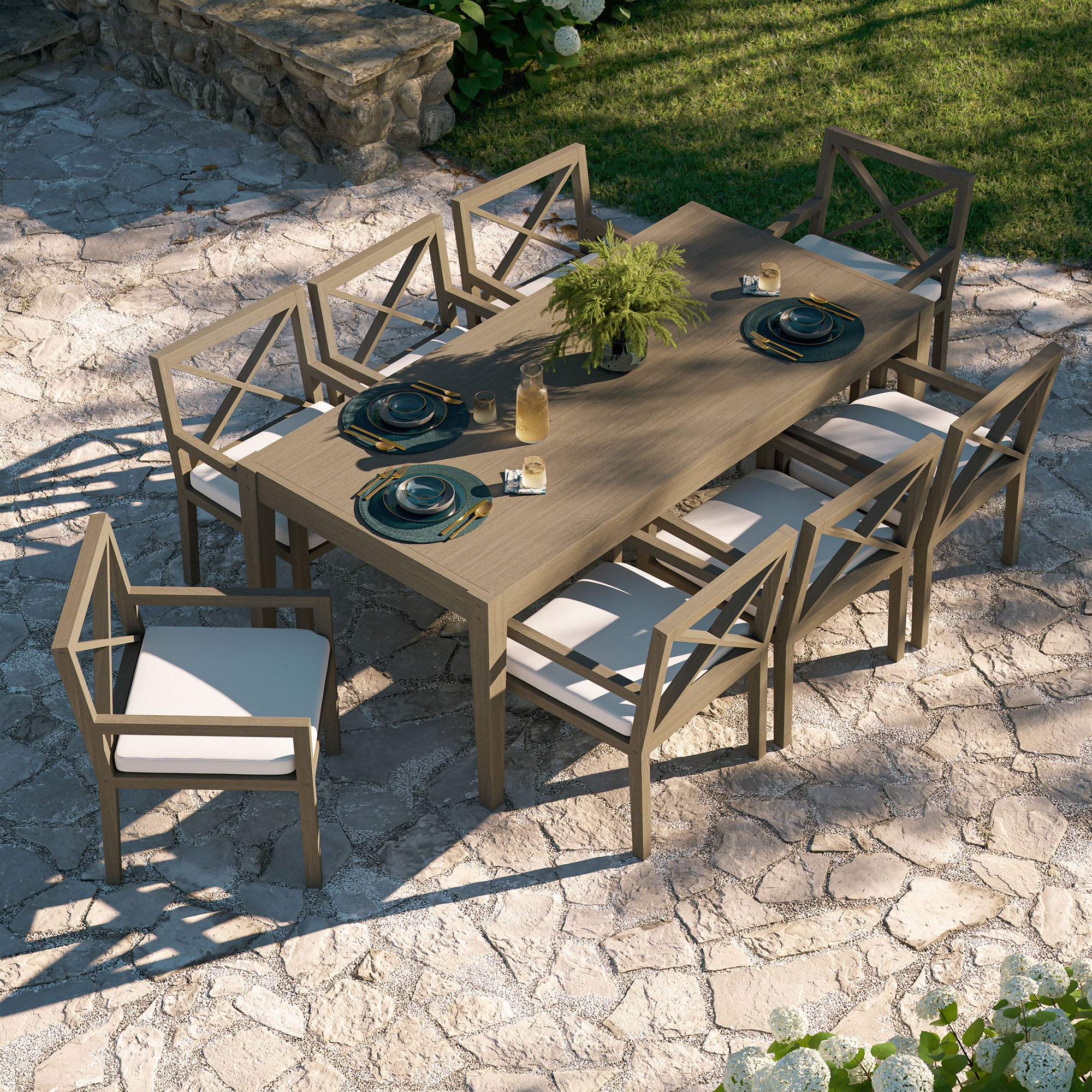 Northlake 9-Piece Outdoor Patio Teak Wood Dining Set by Modway - Image 5