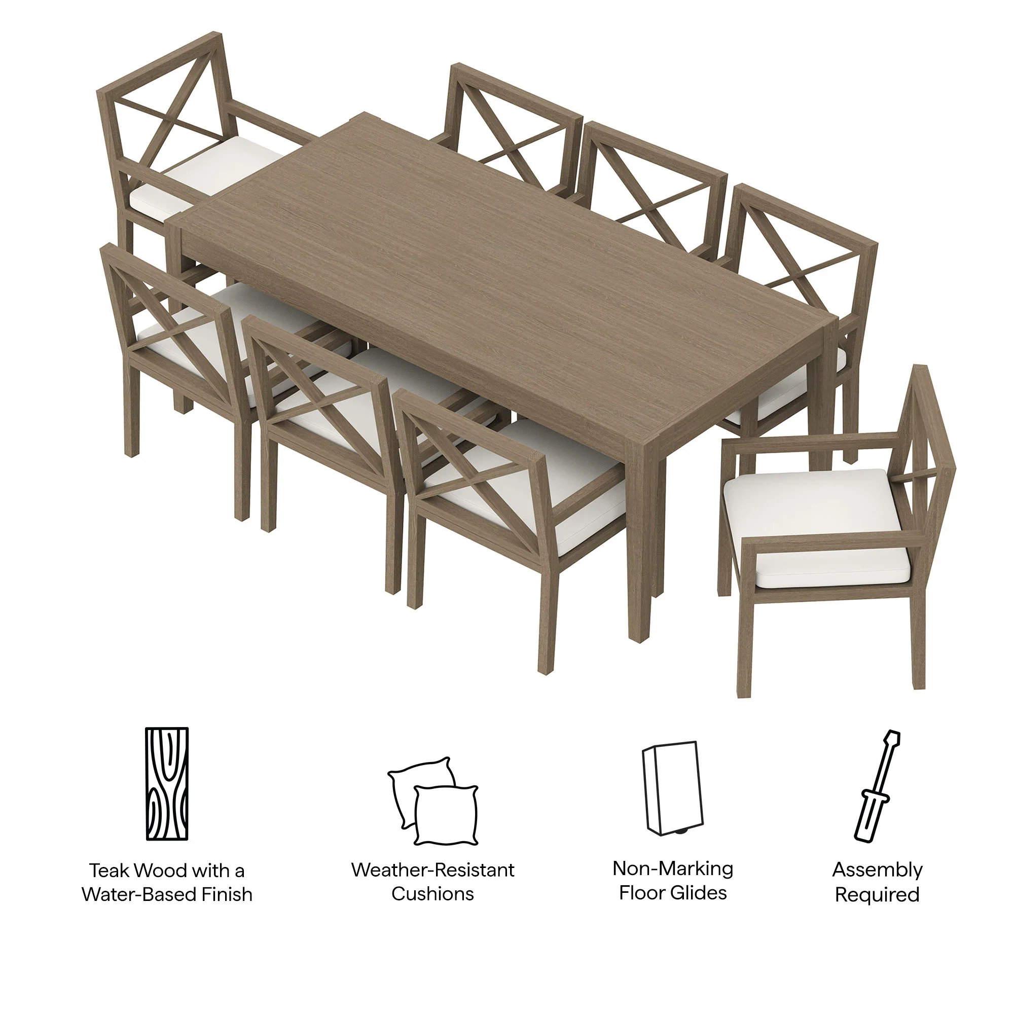 Northlake 9-Piece Outdoor Patio Teak Wood Dining Set by Modway - Image 6