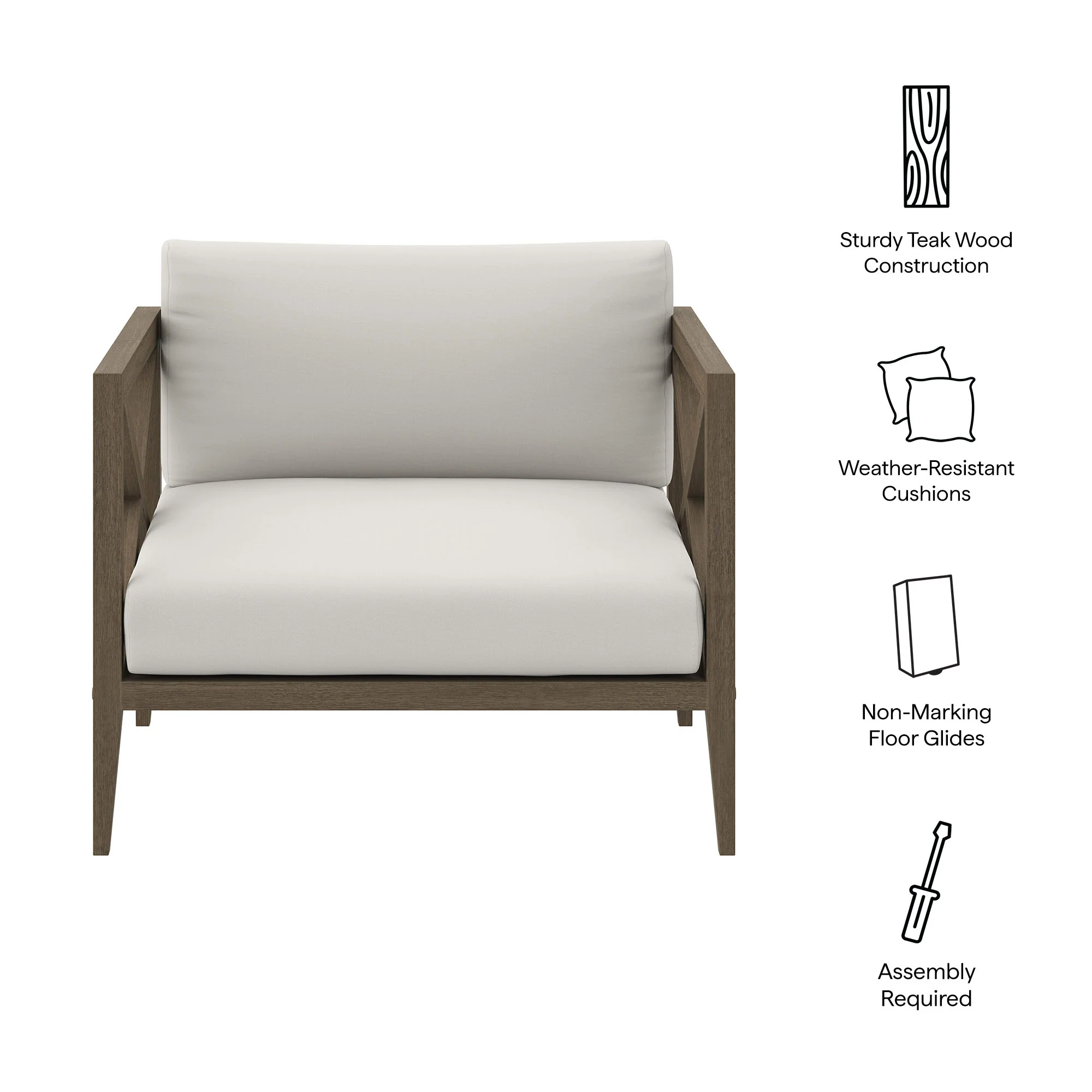 Northlake Outdoor Patio Teak Armchair by Modway - Image 9