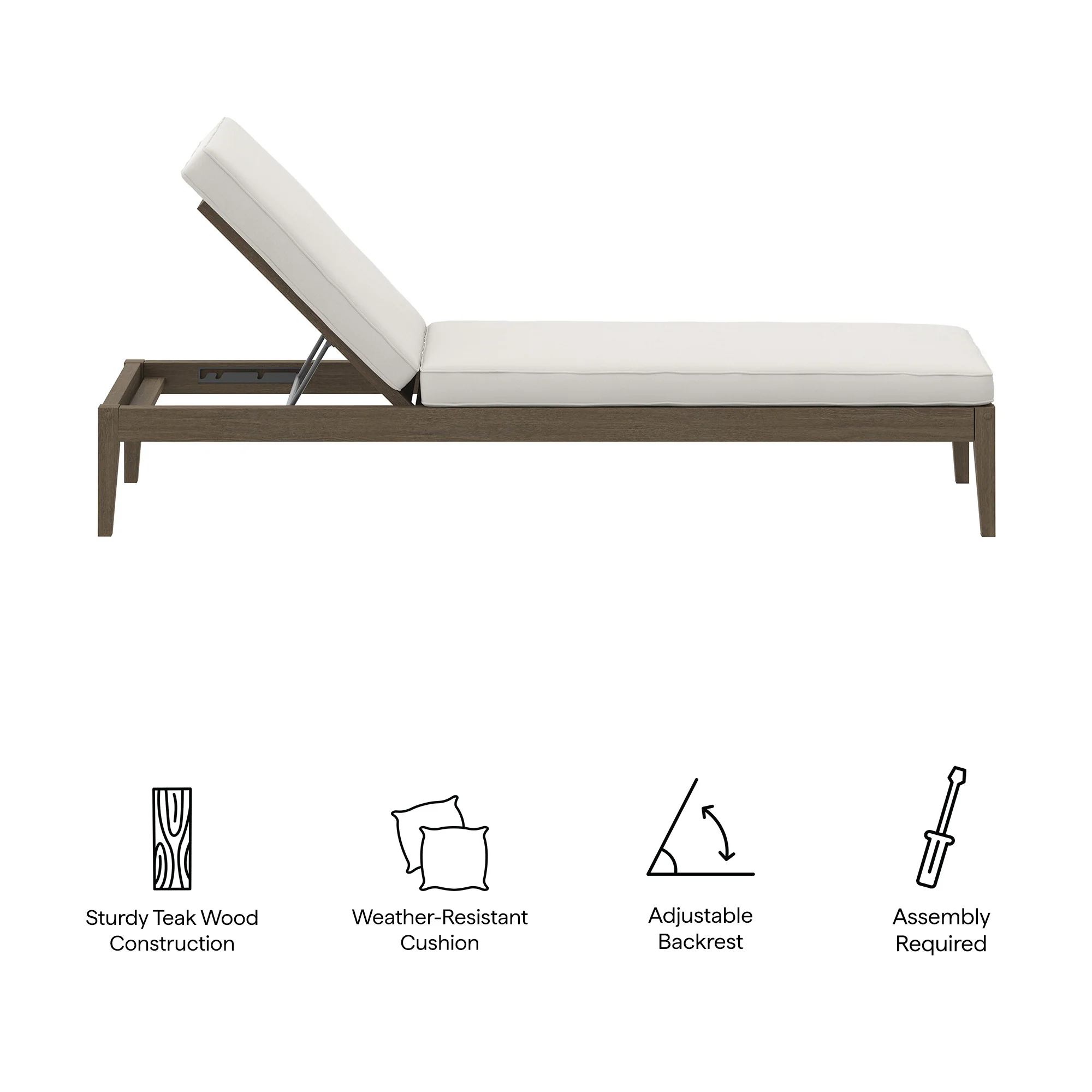 Northlake Outdoor Patio Teak Chaise Lounge by Modway - Image 9