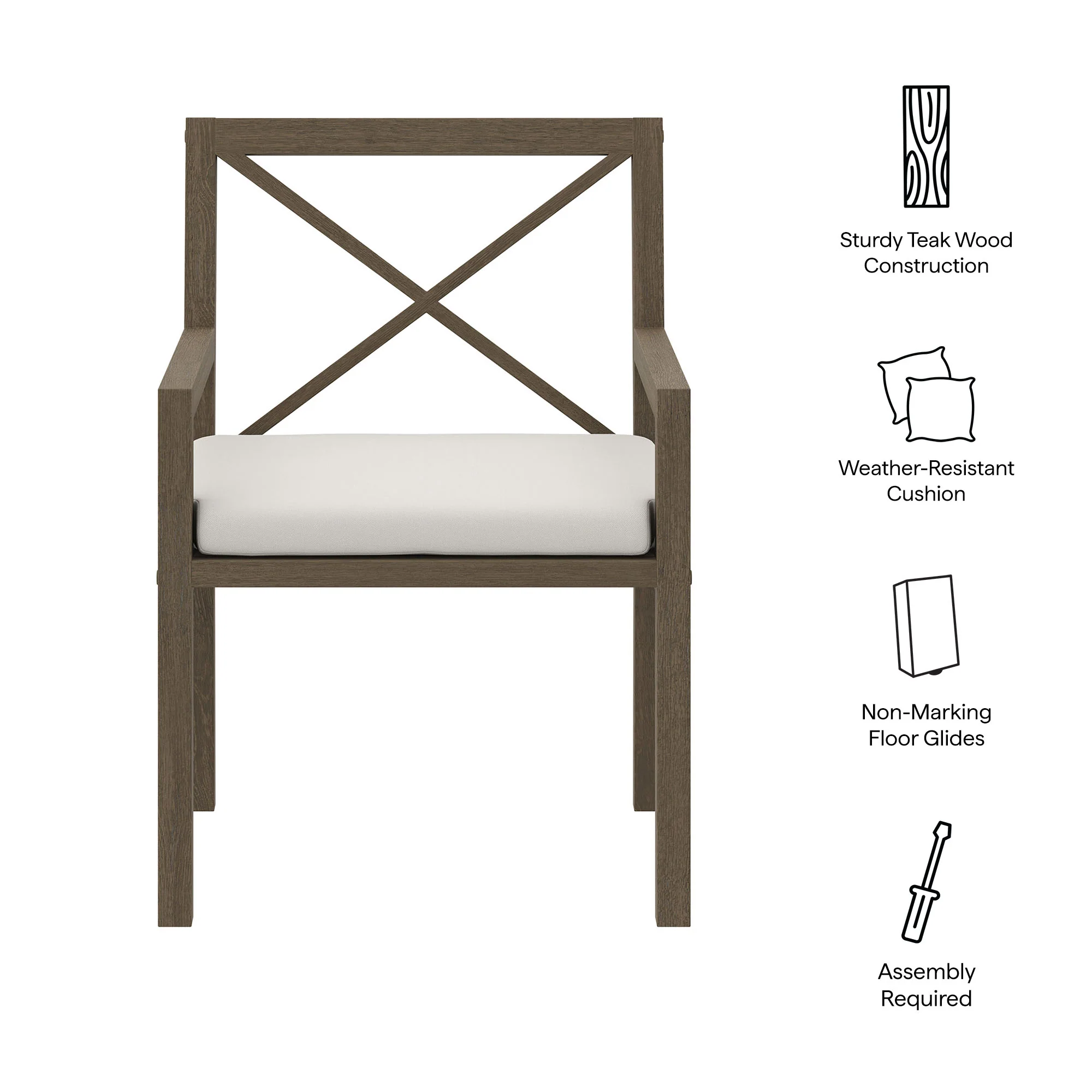 Northlake Outdoor Patio Teak Dining Armchair by Modway - Image 9