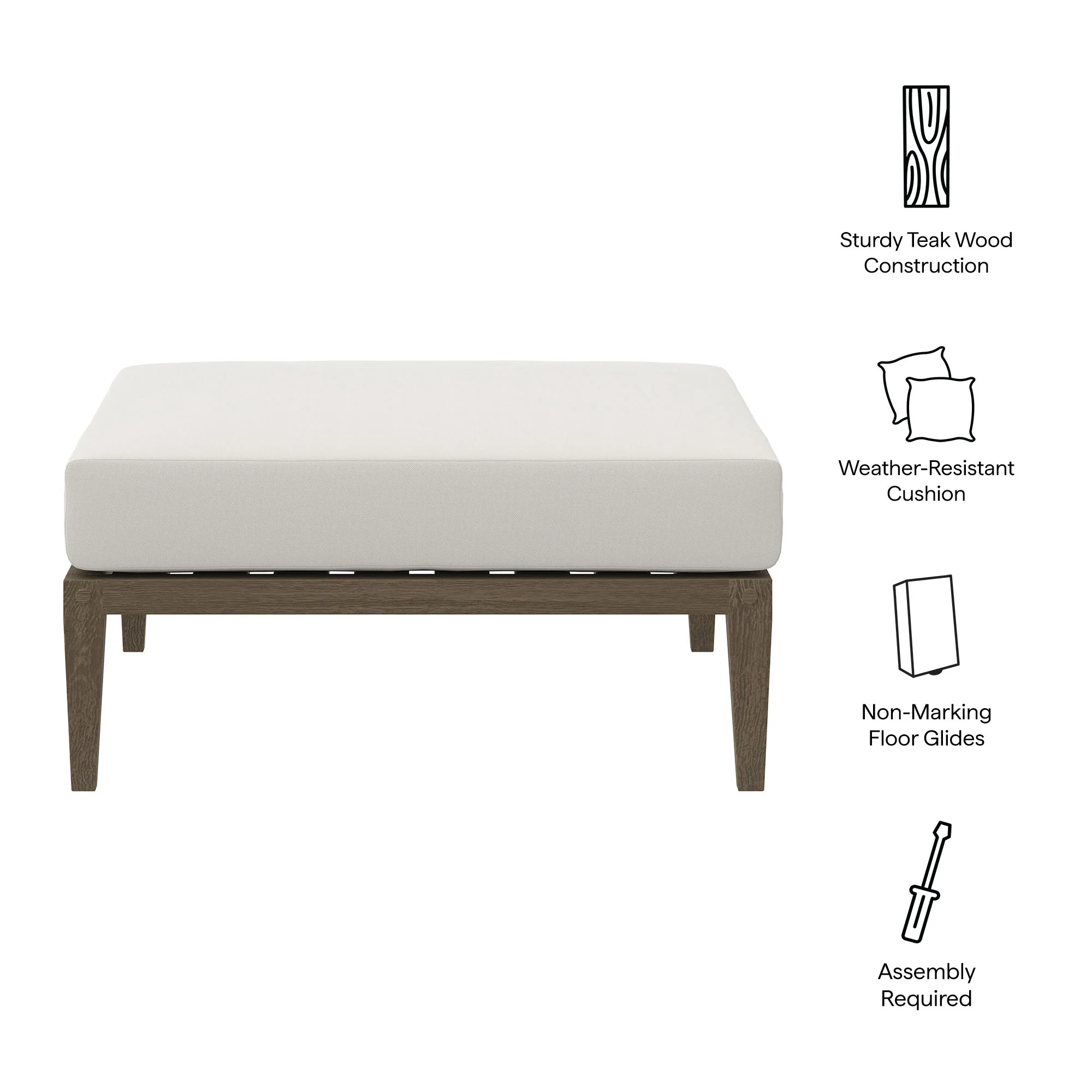 Northlake Outdoor Patio Teak Ottoman by Modway - Image 8