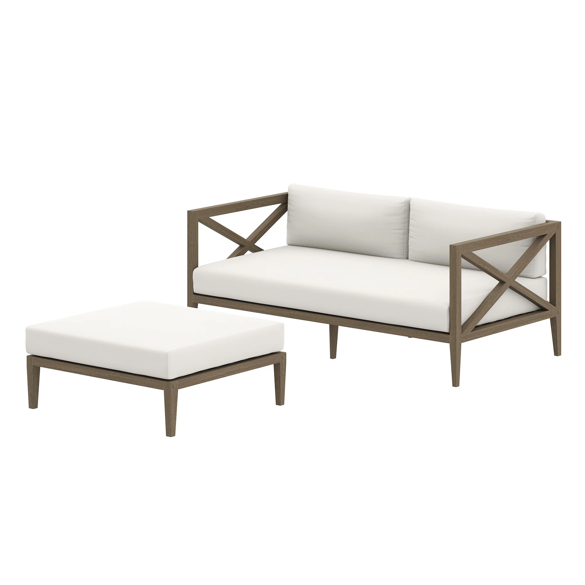 Northlake Outdoor Patio Teak Wood Loveseat and Ottoman Set by Modway - Image 2