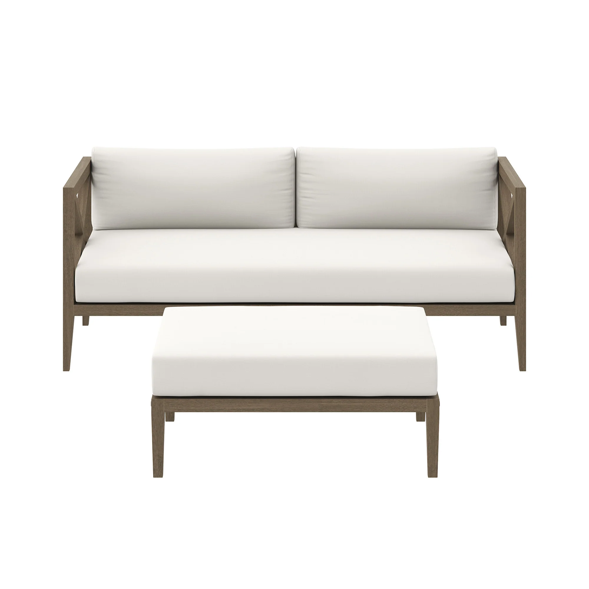 Northlake Outdoor Patio Teak Wood Loveseat and Ottoman Set by Modway - Image 3