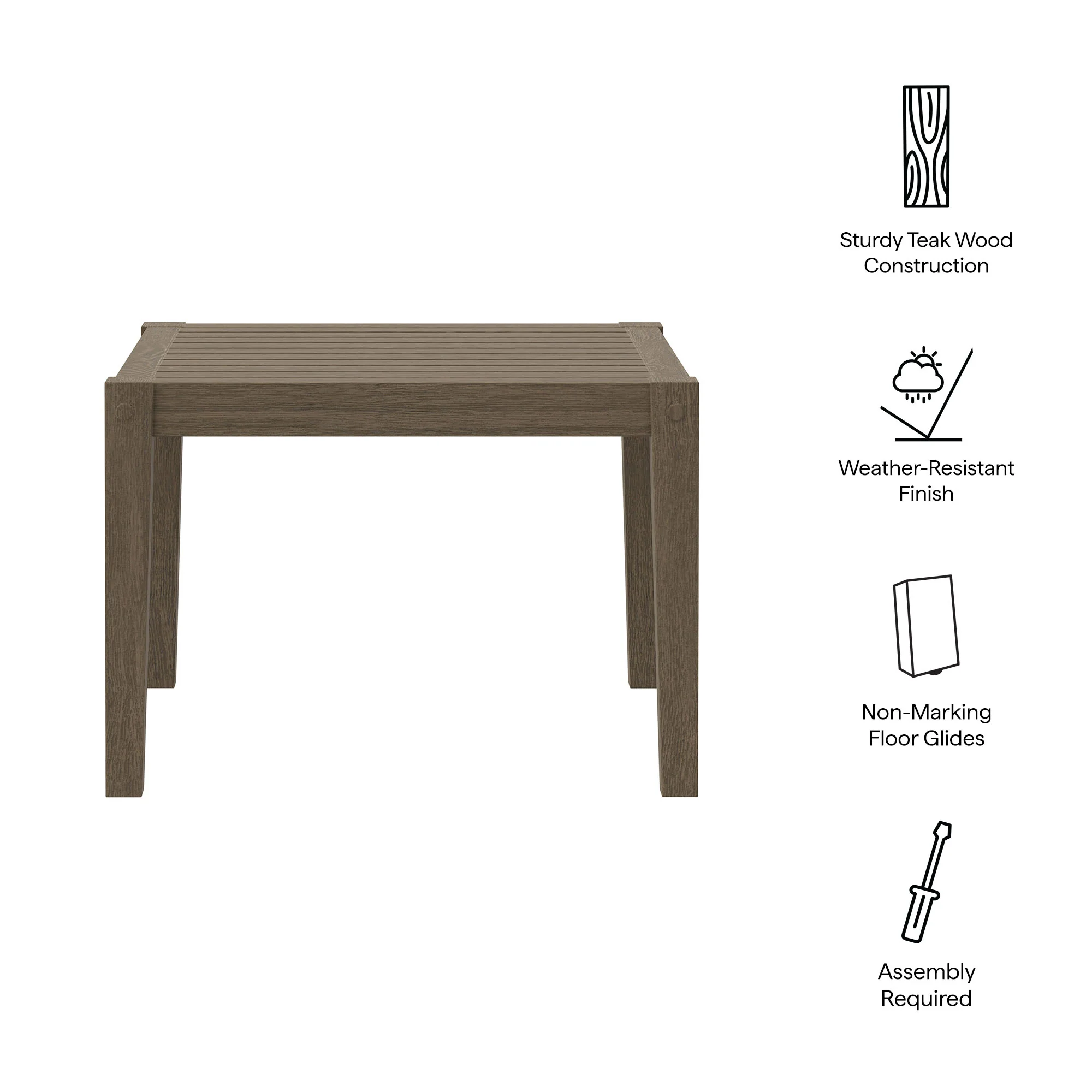 Northlake Square Outdoor Patio Teak Side Table by Modway - Image 8