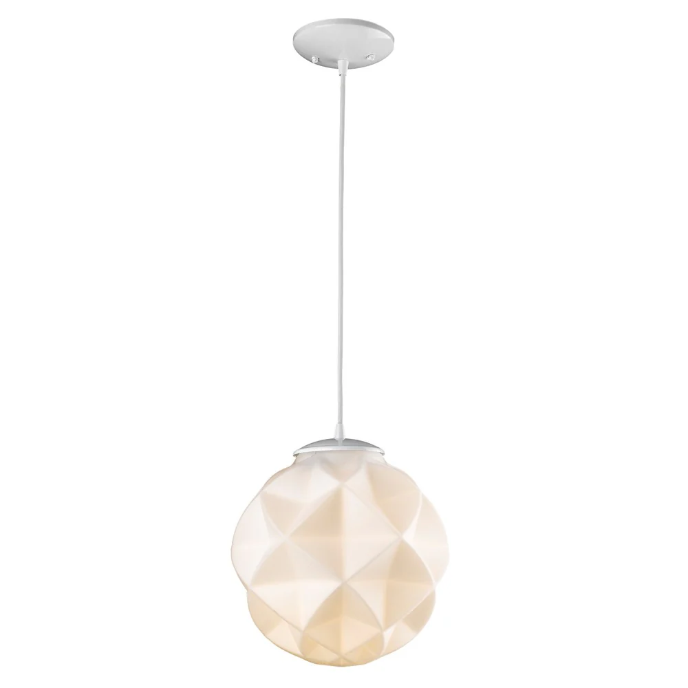 Nova 1-Light White Mini Pendant With Geometric Globe Shade By Homeroots - Image 2