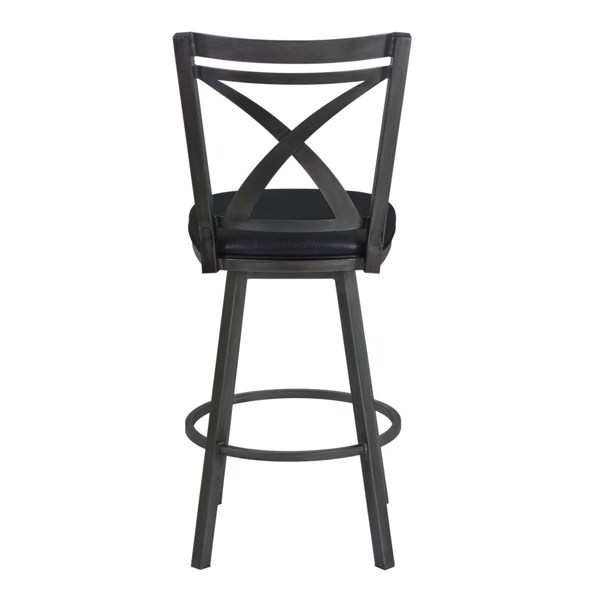Nova 26" Counter Height Metal Swivel Barstool in Ford Black Pu and Mineral Finish By Armen Living - Image 3