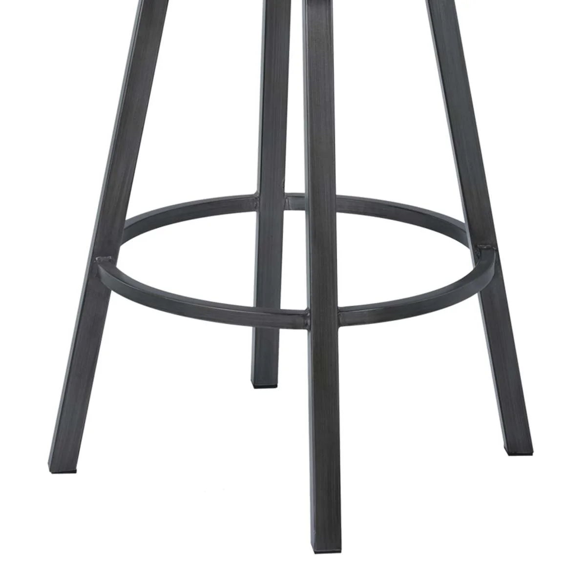 Nova 26" Counter Height Metal Swivel Barstool in Ford Black Pu and Mineral Finish By Armen Living - Image 4