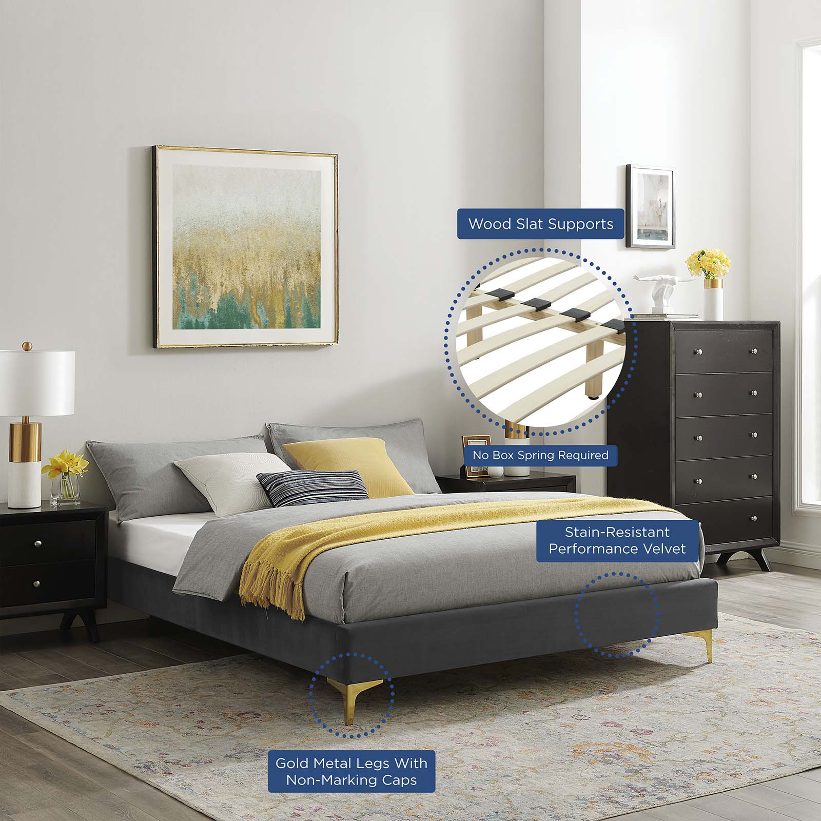Novi Performance Velvet Twin Bed By Modway - MOD-6788 - Image 3