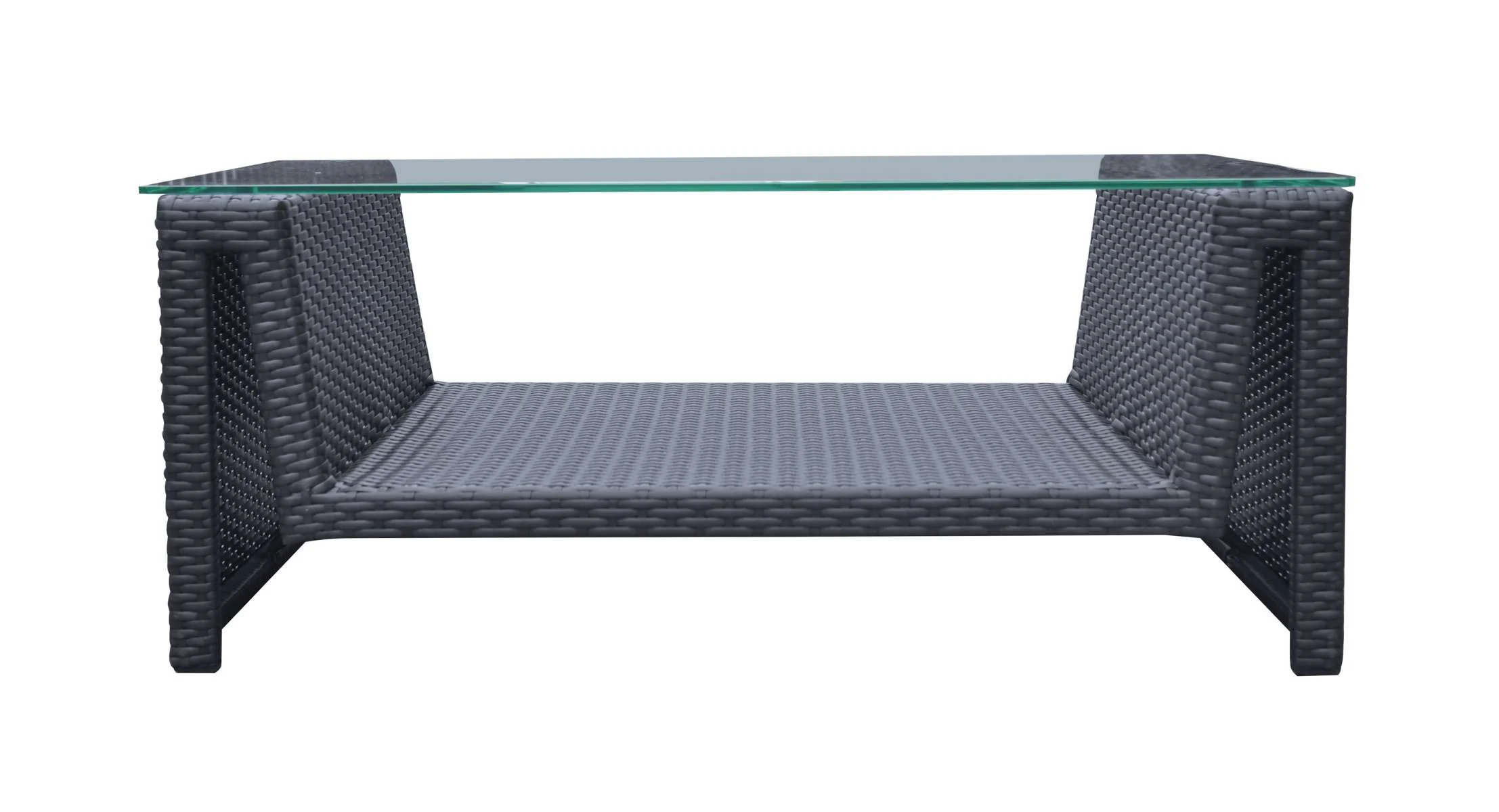 Oahu 4 piece Outdoor Wicker Patio Set with Brown Fabric Cushions and Temperated Glass Top By Armen Living - Image 9