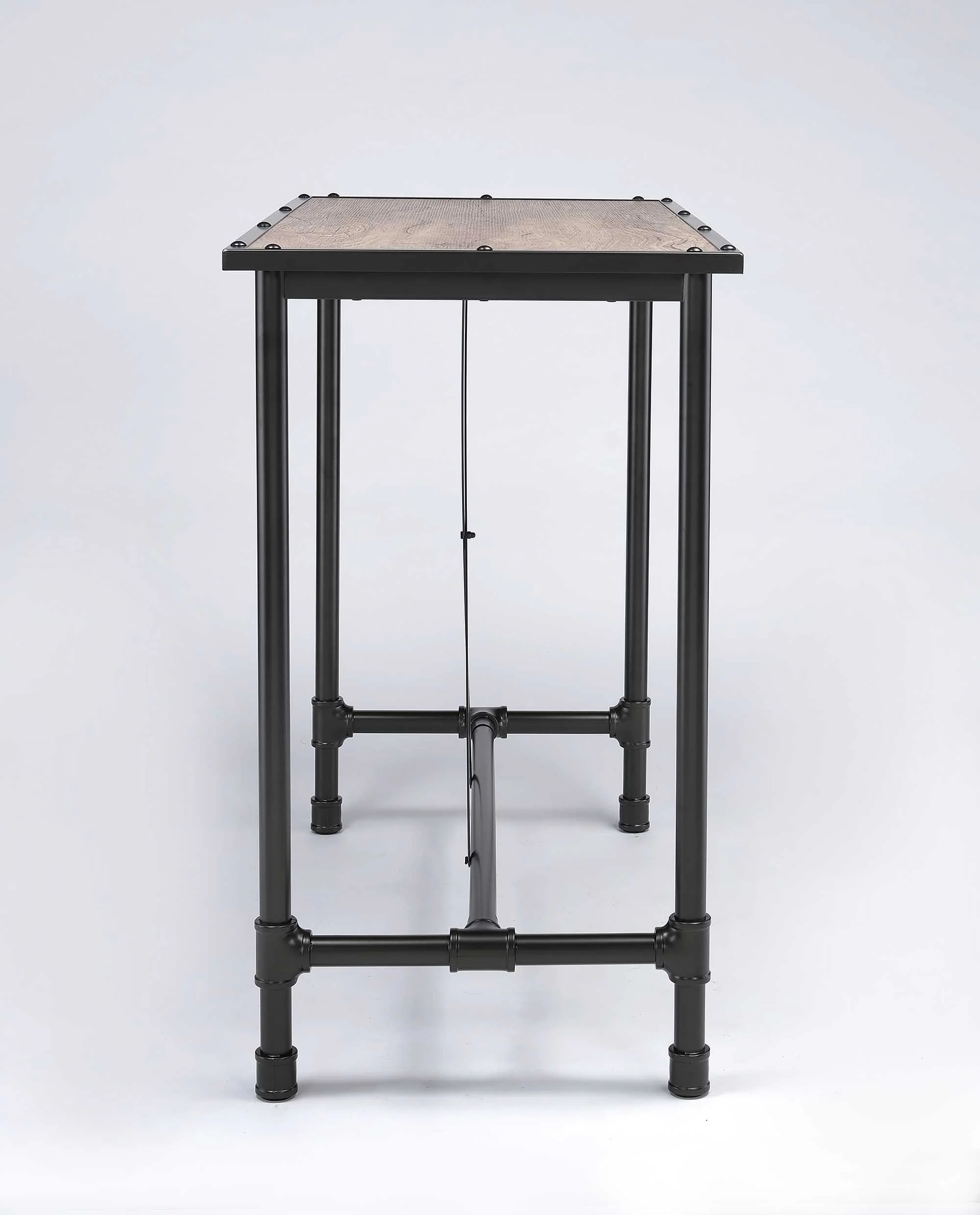 Oak And Black Bar Table By Homeroots - Image 2