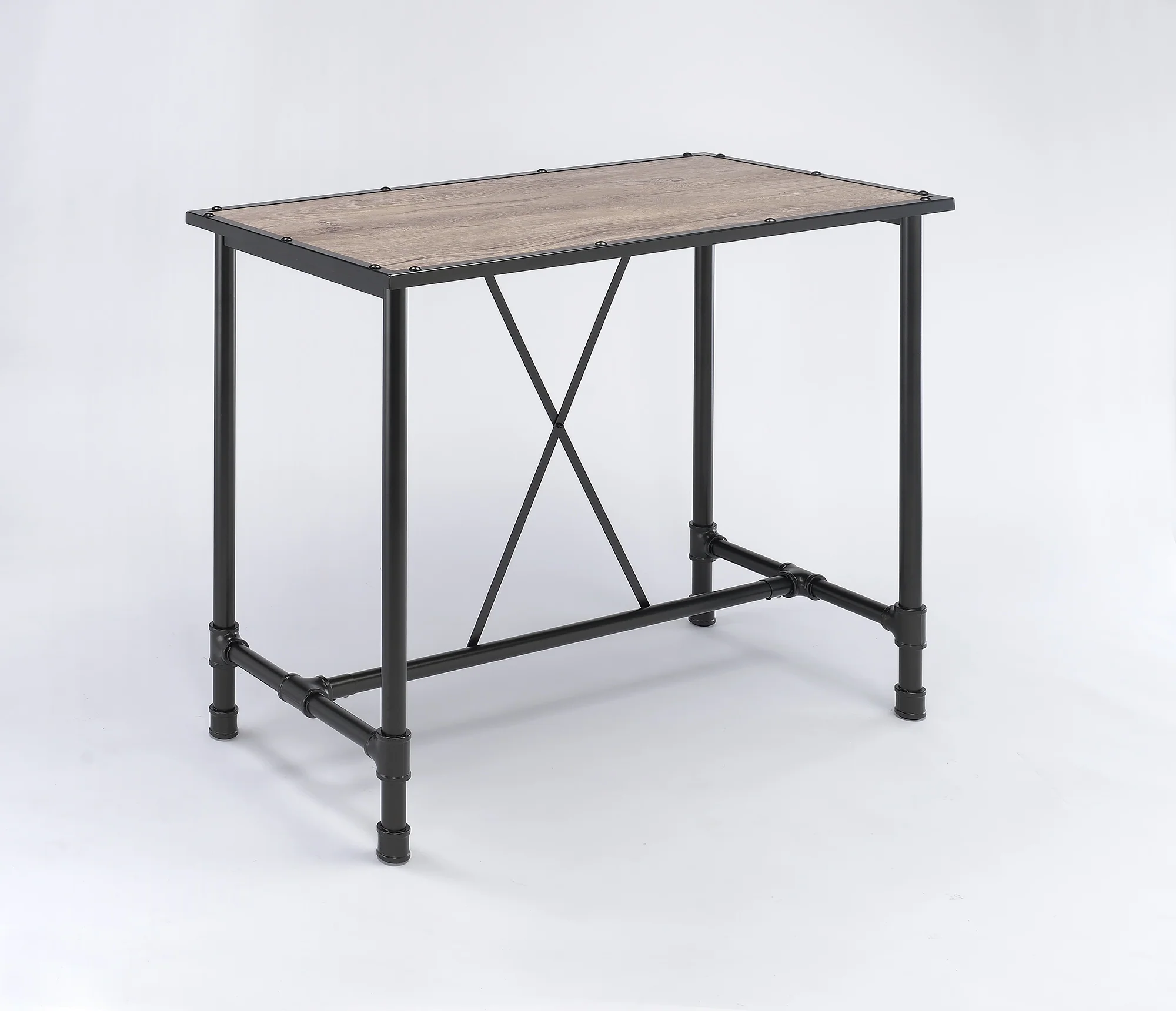 Oak And Black Bar Table By Homeroots - Image 3