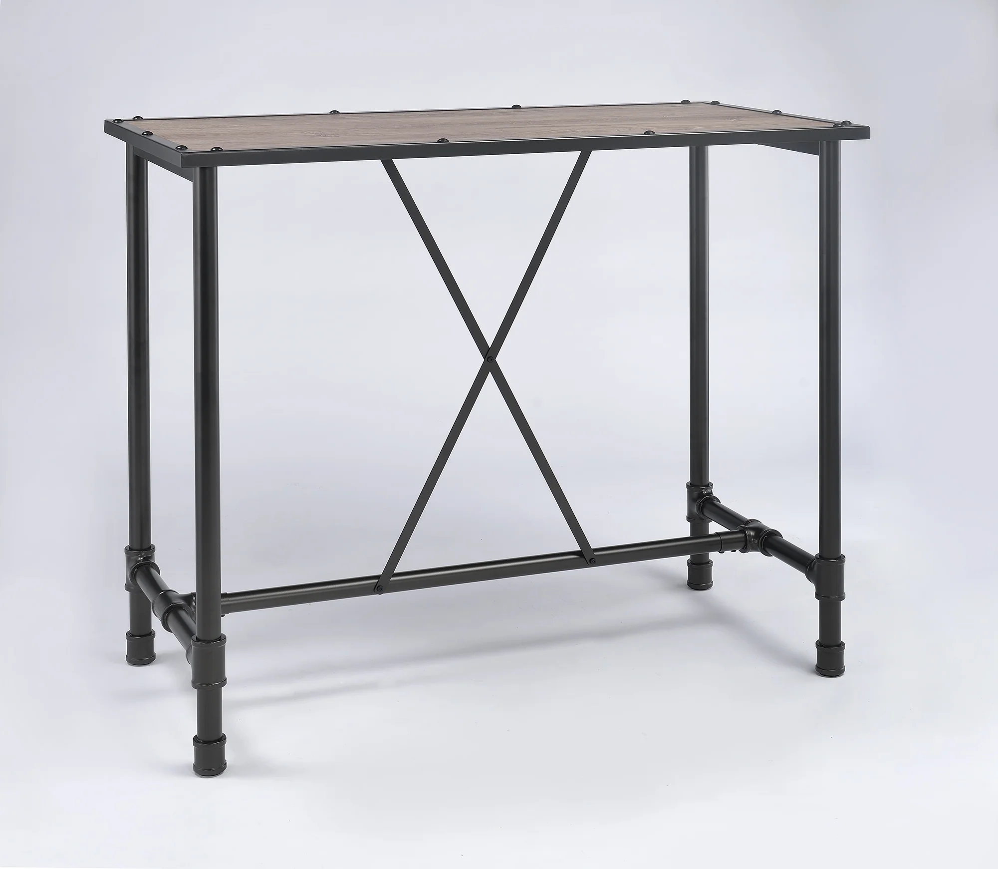 Oak And Black Bar Table By Homeroots - Image 4