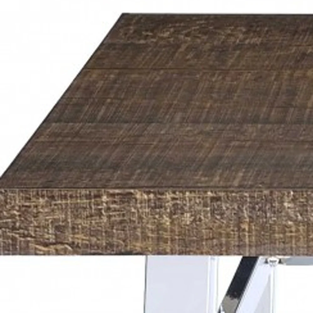 Oak And Chrome Bar Table By Homeroots - 286229 - Image 2