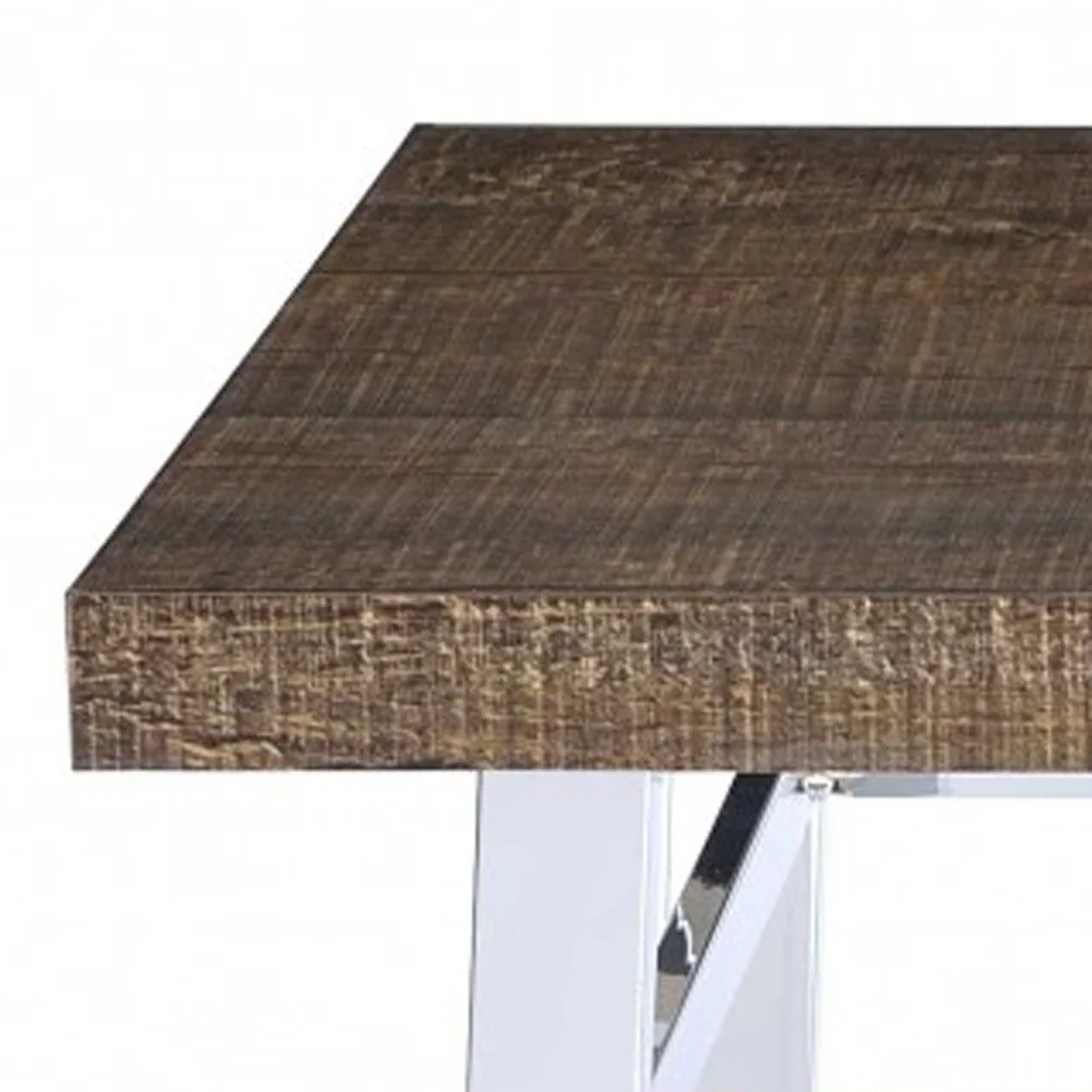 Oak And Chrome Bar Table By Homeroots - 286229 - Image 3