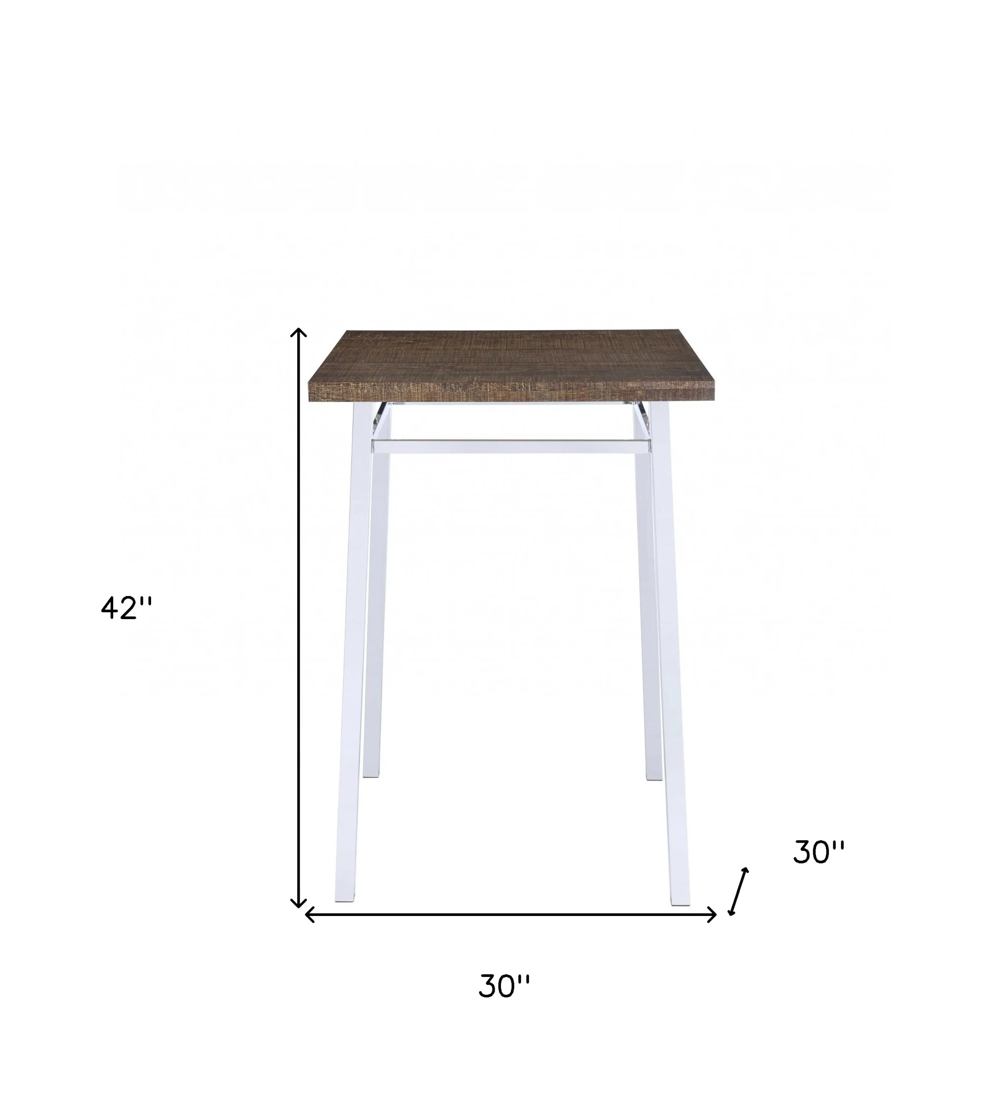 Oak And Chrome Bar Table By Homeroots - 286229 - Image 4